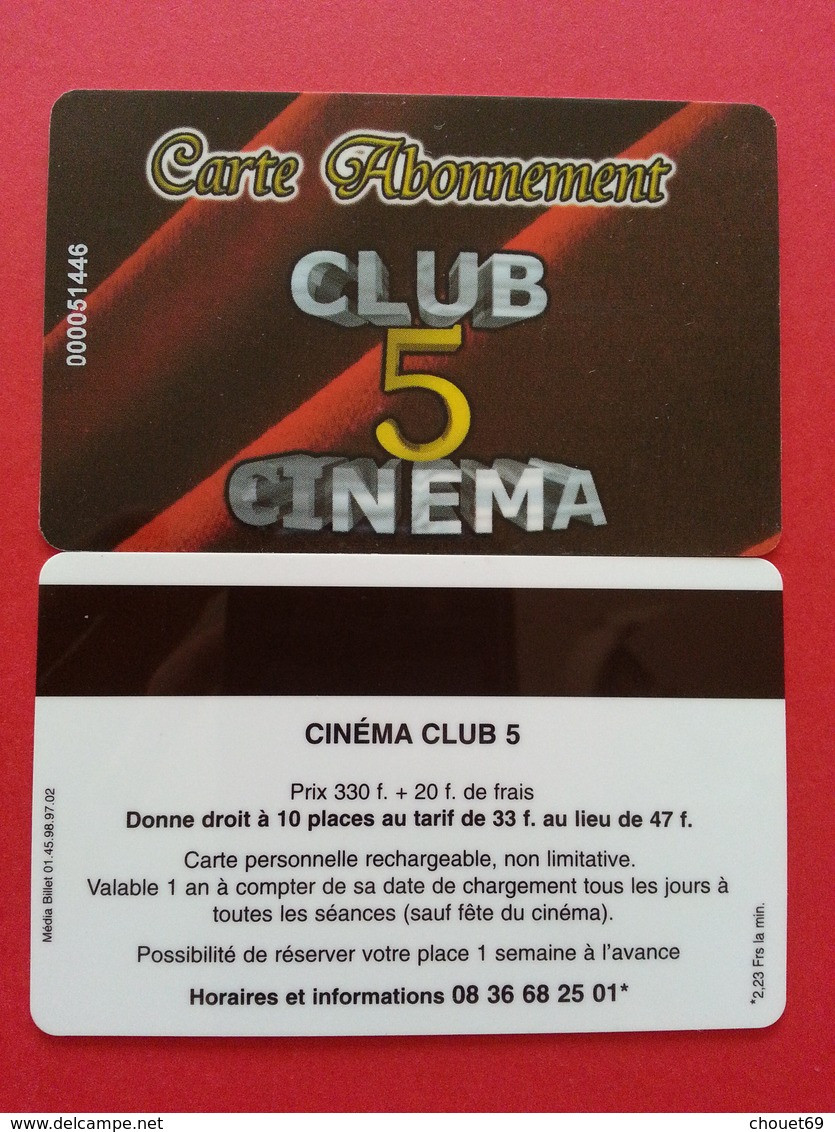 Cinécarte Carte Club 5 Carte Abonnement Avec Numéro Au Recto  (BC0415 - Biglietti Cinema
