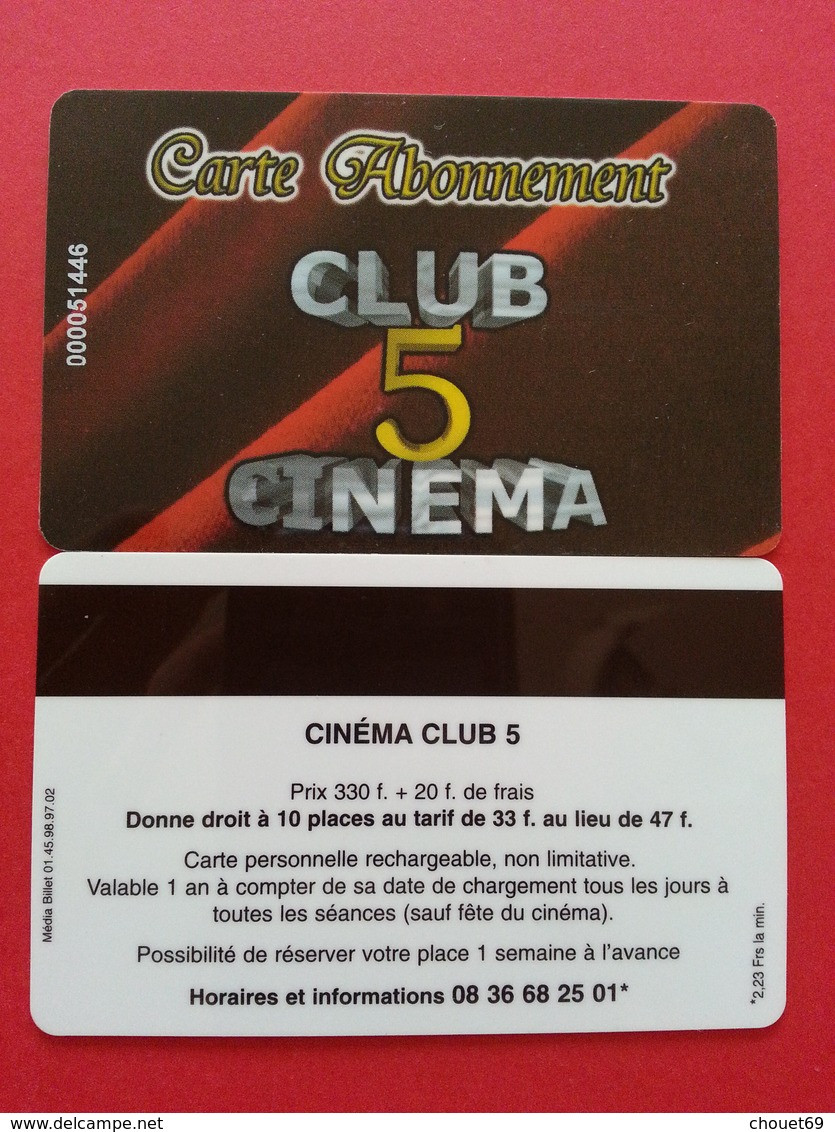 Cinécarte Carte Club 5 Carte Abonnement Avec Numéro Au Recto  (BC0415 - Movie Cards