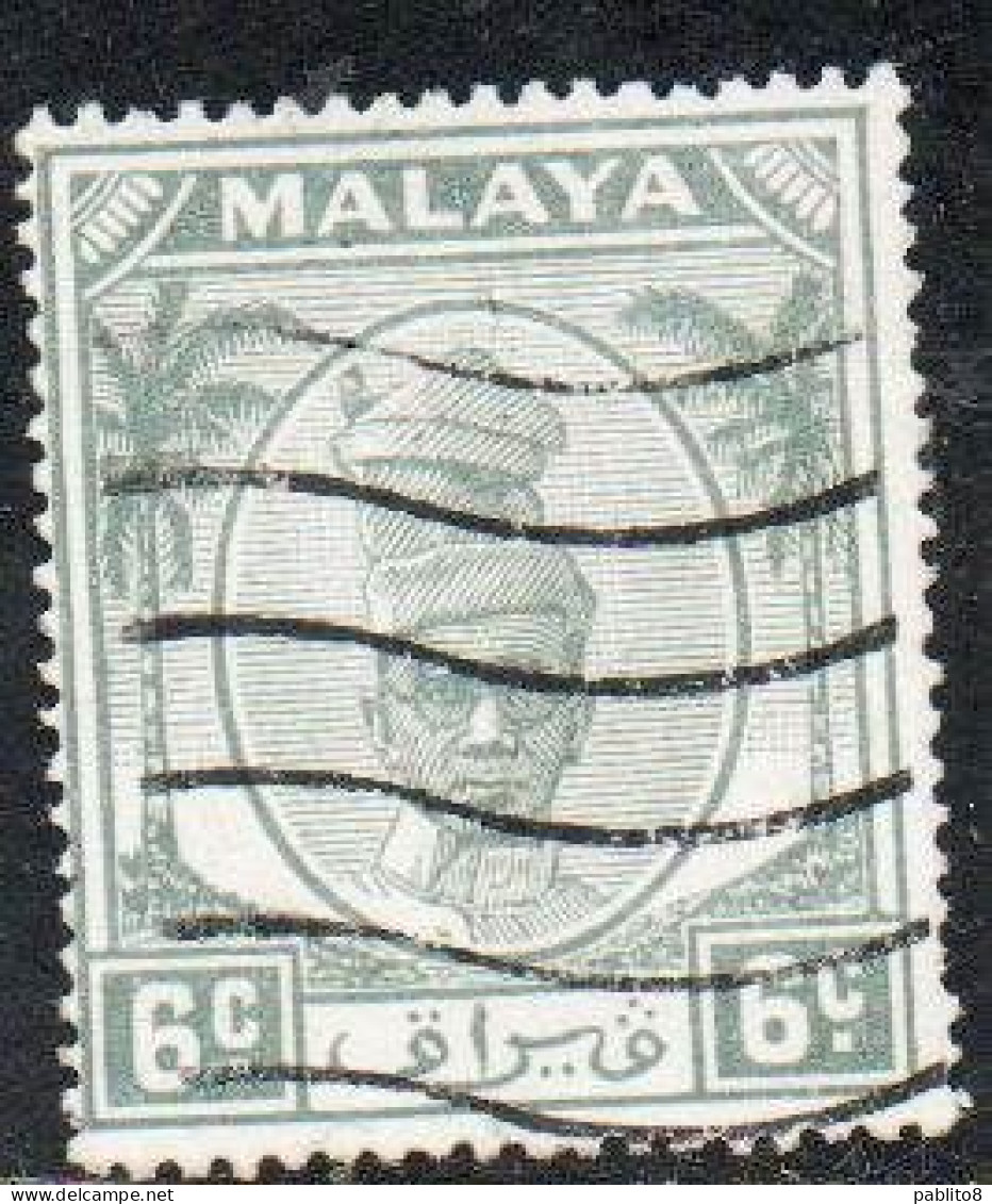 MALAYA PERAK MALESIA 1950 SULTAN YUSSUF IZZUDIN SHAH 6c USED USATO OBLITERE' - Perak