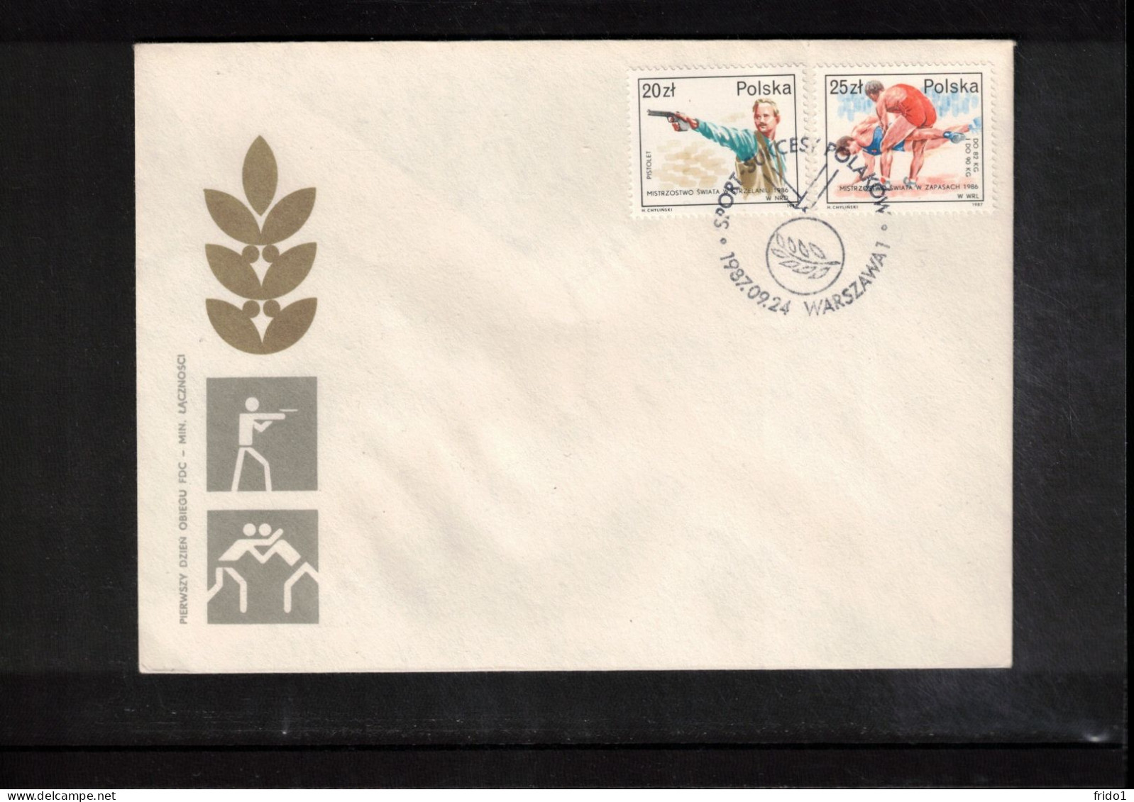 Poland / Polska 1987 Sports - Gymnastics,Kayak,Shooting,Wrestling FDC - Ringen