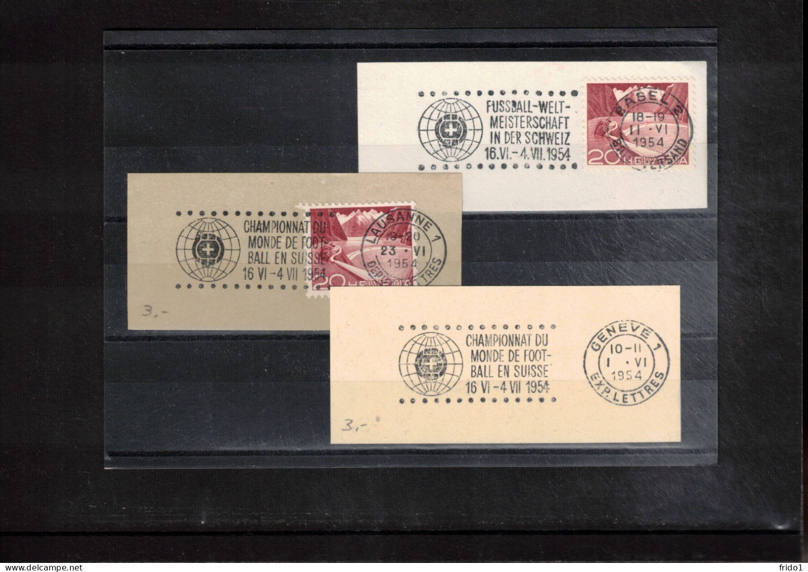 Switzerland 1954 World Football Cup Switzerland Interesting Set Of 5 Scarce Postmarks - 1954 – Schweiz