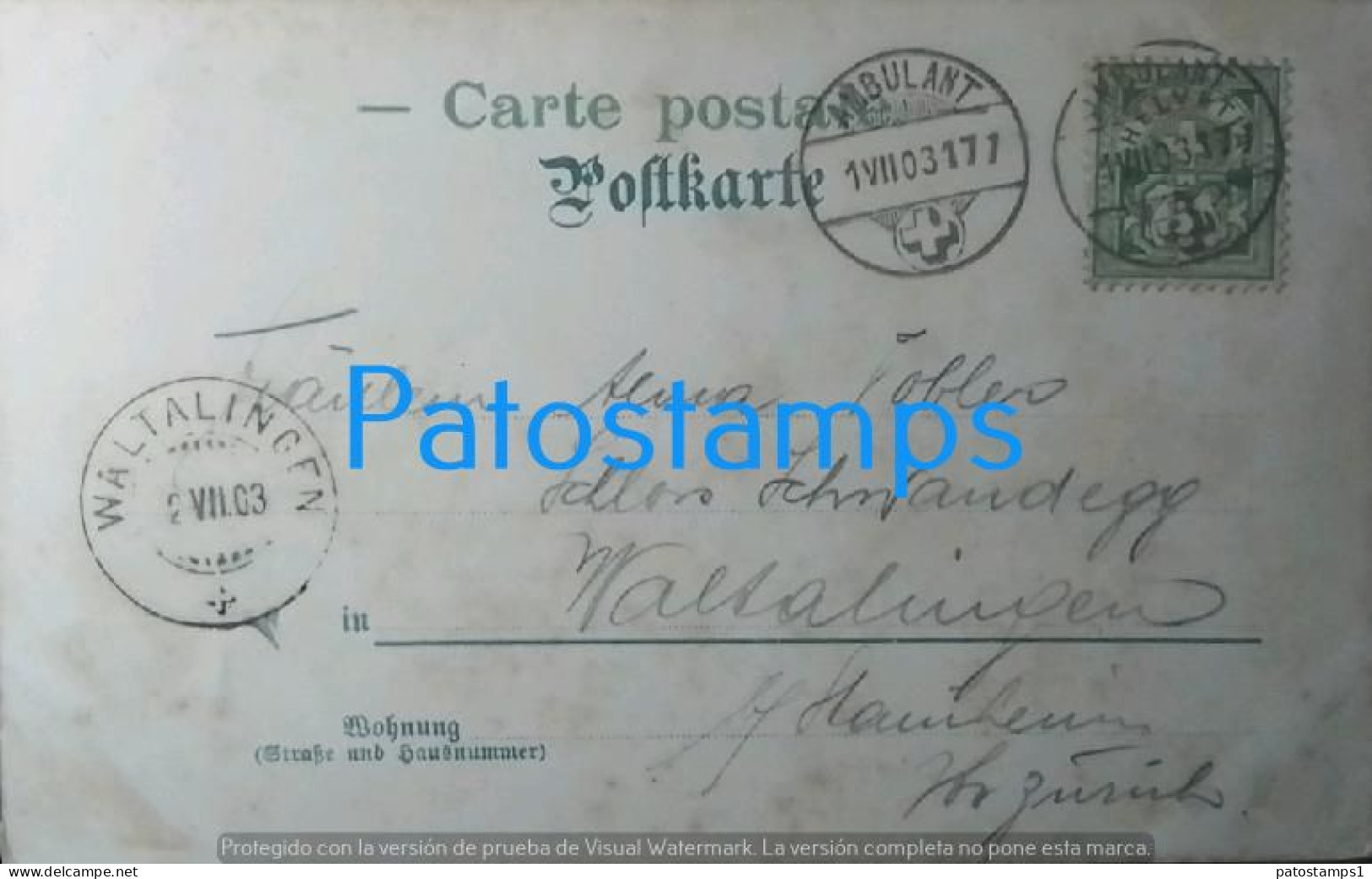 206093 SWITZERLAND LENZEBURG MULTI VIEW CANCEL AMBULANT CIRCULATED TO WALTALINGEN POSTAL POSTCARD - Lantsch/Lenz