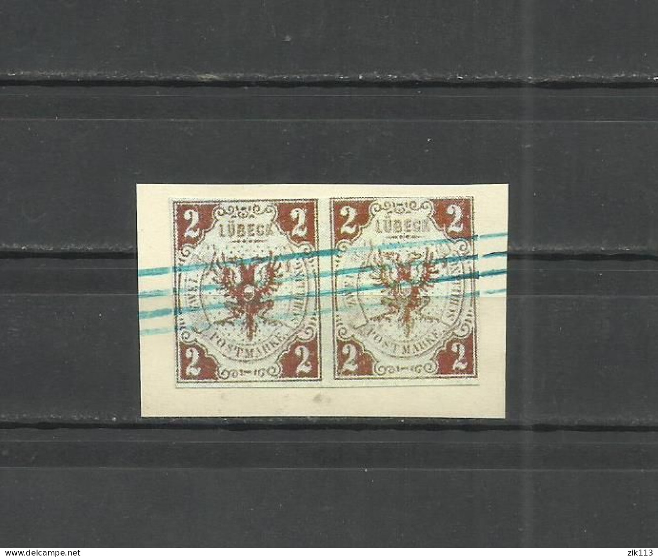 Lubeck 1859 , Mi.3 ,  Used  (stamps On Piece ) - Lubeck