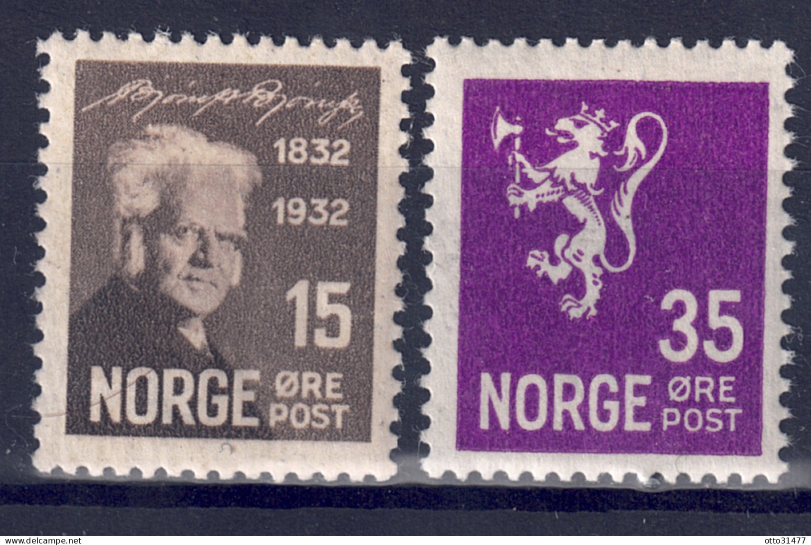 Norwegen 1932/34 - Björnson + Wappenlöwe, Nr. 164 + 167, Postfrisch ** / MNH - Ongebruikt