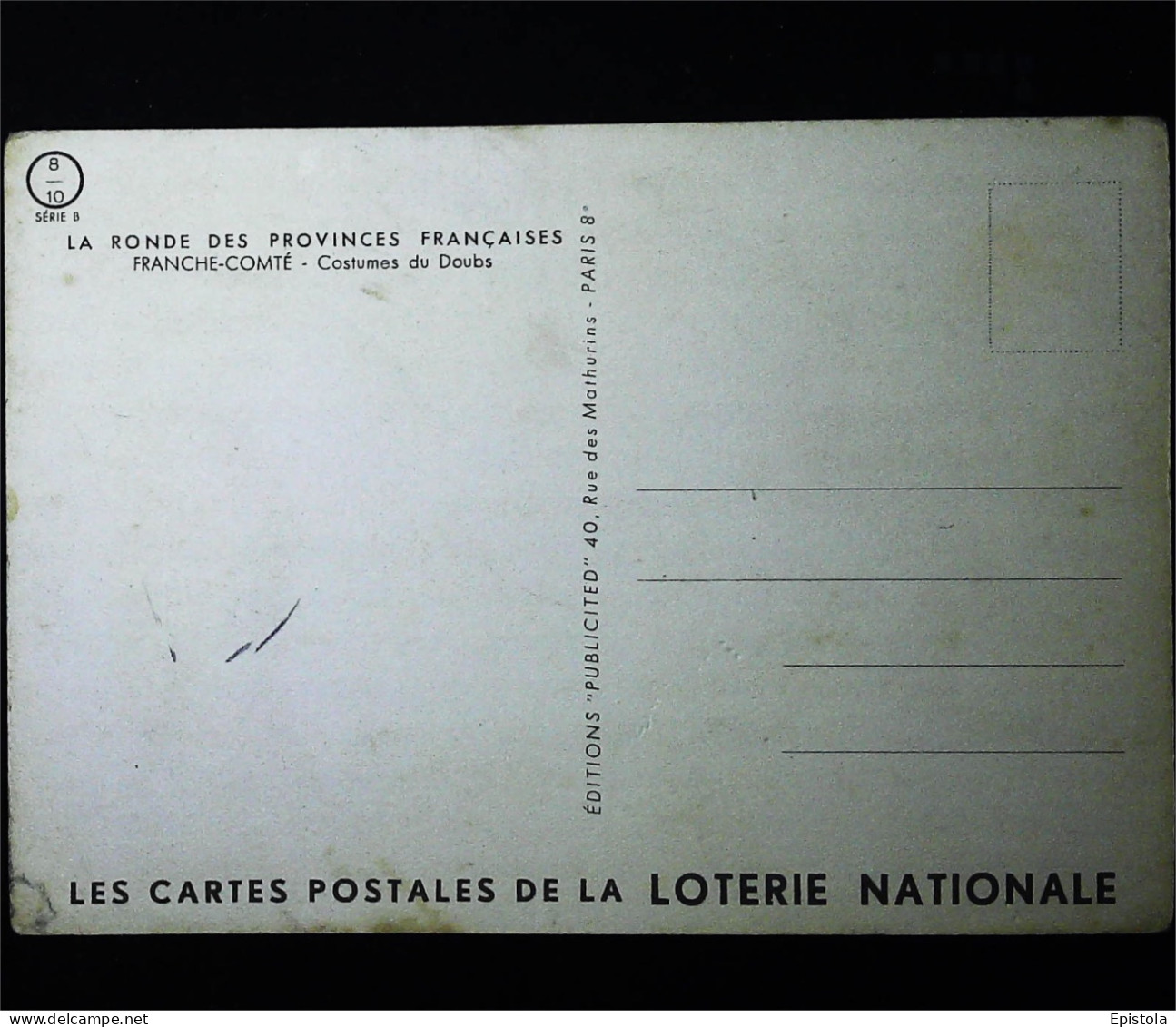 ►La Ronde Des Provinces Françaises Franche Comté (carte De La Loterie Nationale) Doubs - Franche-Comté