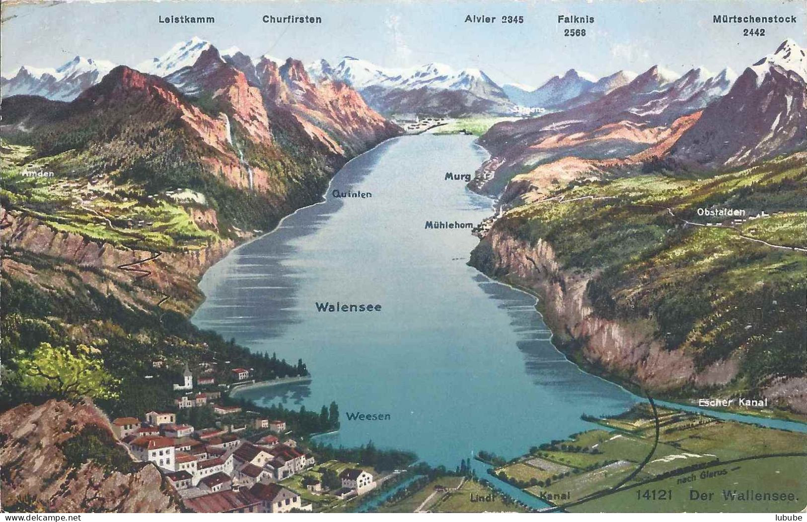 Panoramakarte Walensee        Ca. 1910 - Weesen