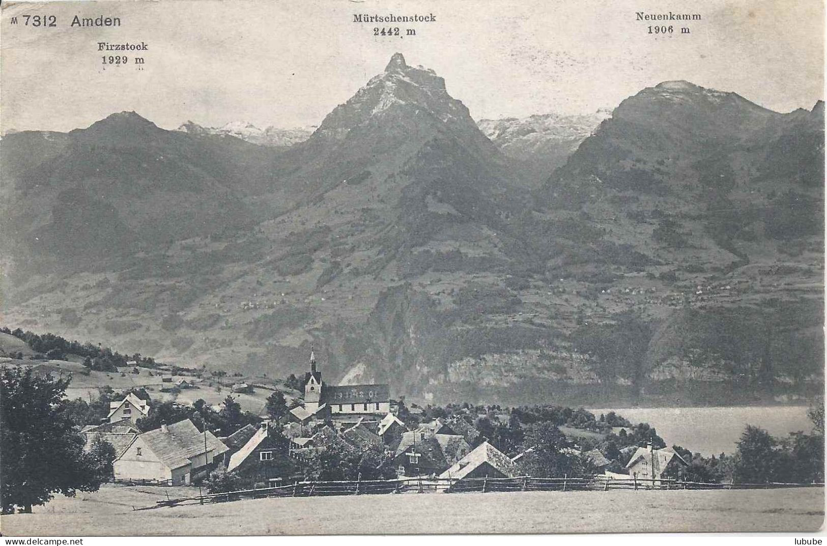 Amden - Dorf Gegen Firzstock, Mürtschenstock, Neuenkamm       Ca. 1910 - Amden