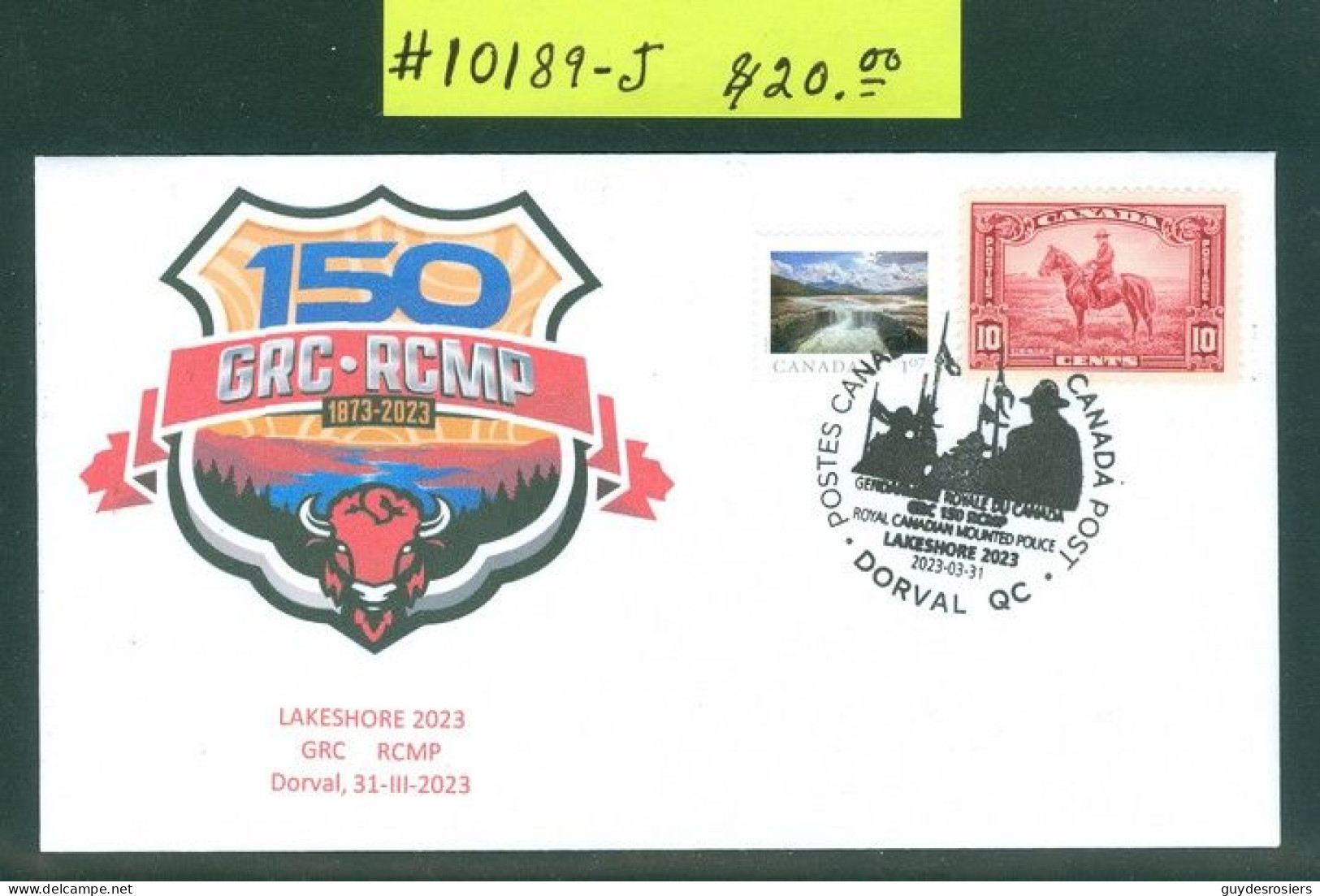 Police; GRC / RCMP; 150 Ans / Years; Oblitération Spéciale Cancel Enveloppe Souvenir (10189-J) - Brieven En Documenten