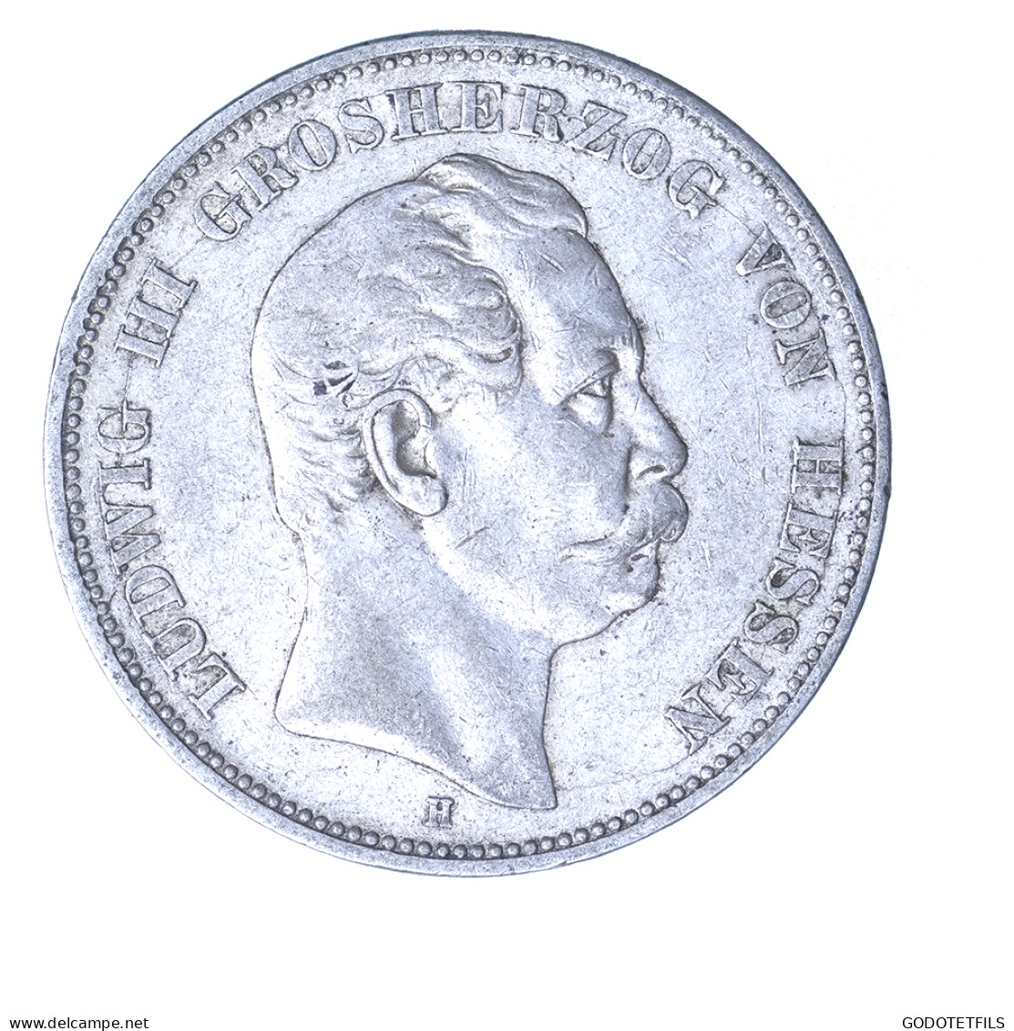 Allemagne-Duché De Hesse Ludwig III 5 Mark 1876 Darmstadt - 2, 3 & 5 Mark Argent