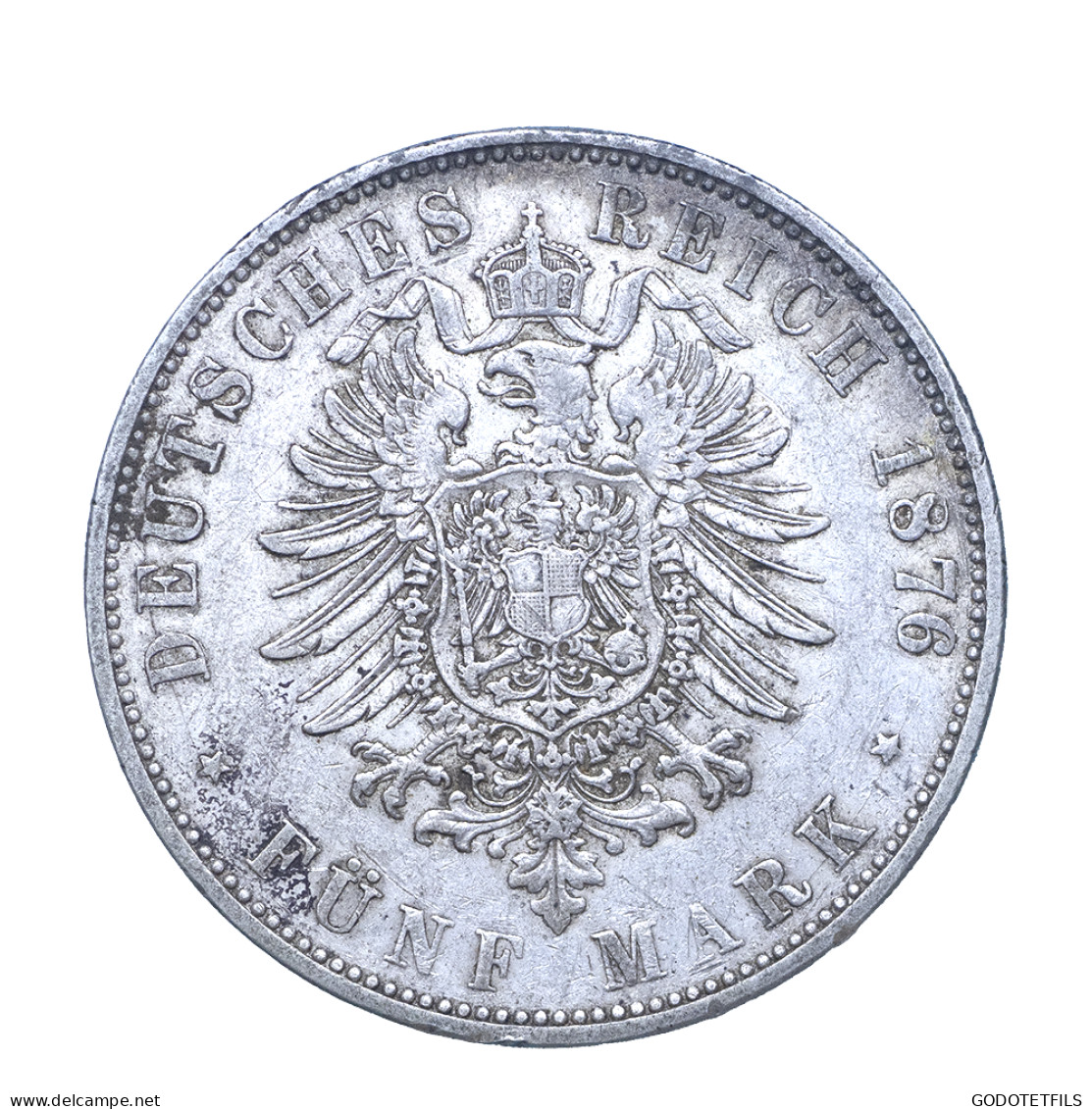 Allemagne-Duché De Hesse Ludwig III 5 Mark 1876 Darmstadt - 2, 3 & 5 Mark Argent