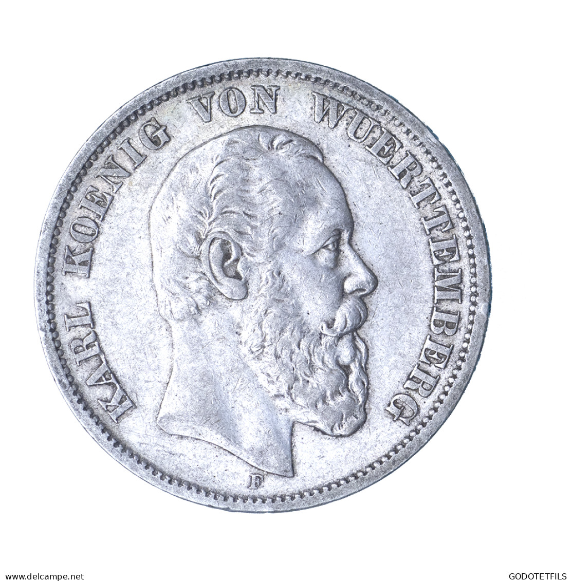 Allemagne-Royaume De Wurtemberg-Karl Ier 5 Mark 1876 Stuttgart - 2, 3 & 5 Mark Argent