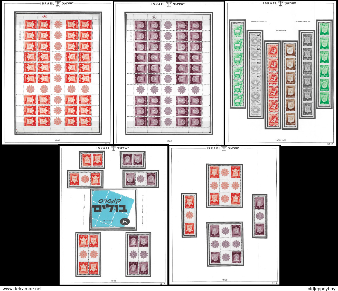 Israel 1966 - Mi.Nr. 325,327 Sheets Tete Bleche Booklet Gutter  FULL TABS DELUXE MNH ** Postfris** PERFECT GUARENTEED - Nuovi (con Tab)