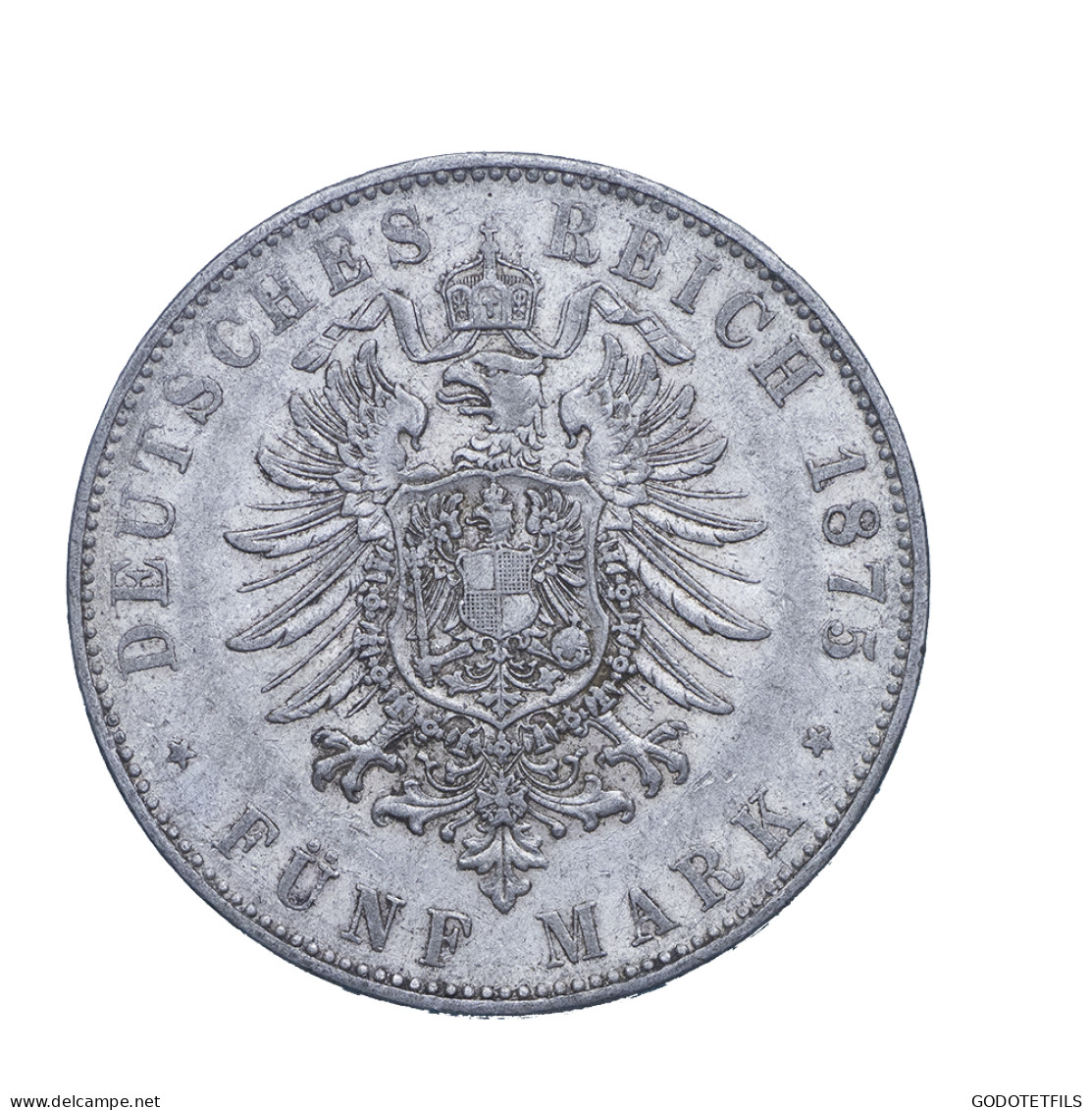 Allemagne-Grand Duché De Bade Friedrich I 5 Mark 1875 Karlsruhe - 2, 3 & 5 Mark Argent