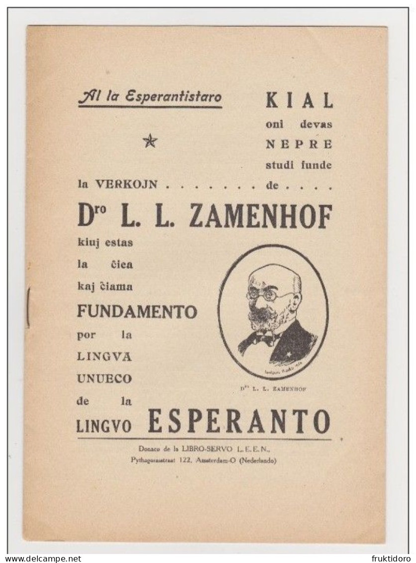 Brochure About Books By Zamenhof In Esperanto - Broŝuro Pri Libroj Verkitaj De Zamenhof En Esperanto - 1930 - Livres Anciens