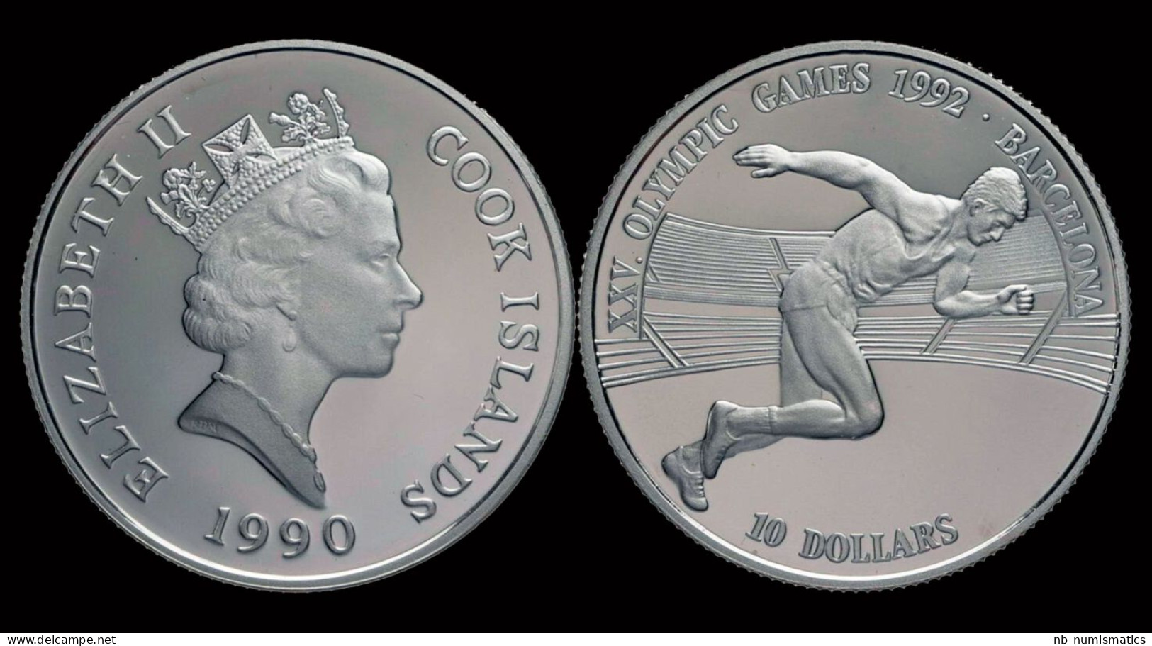 Cook Islands 10 Dollar 1990- Olympic Summergames In Barcelona 1992 Proof In Plastic Capsule - Cookeilanden