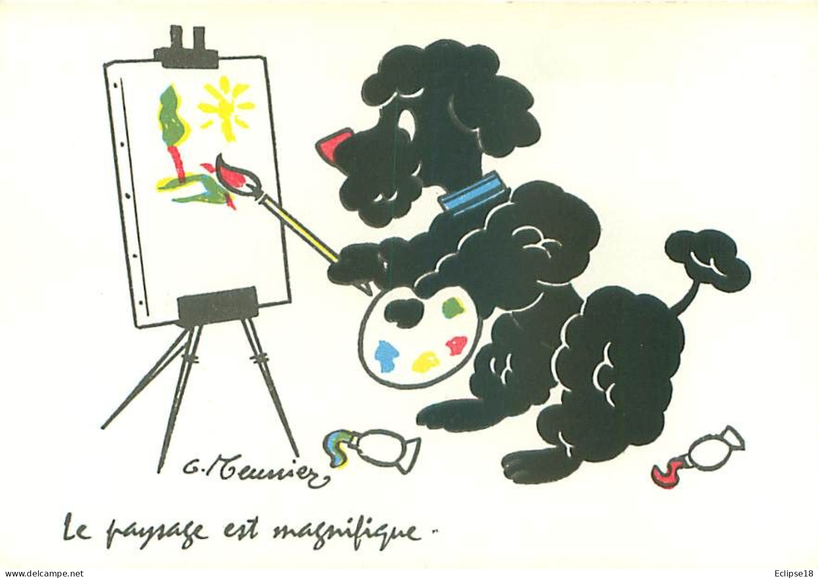 Illustrateur G Meunier  - Humour Chien Noir  U 50 - Meunier, G.