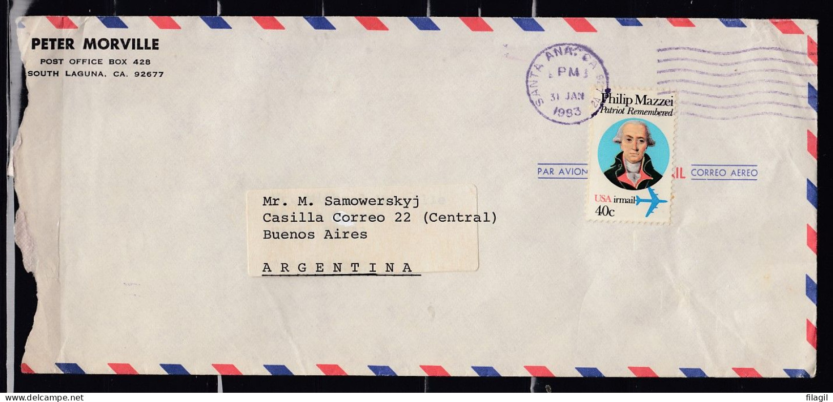 Brief Van Santa Ana Naar Buenos Aires - Storia Postale