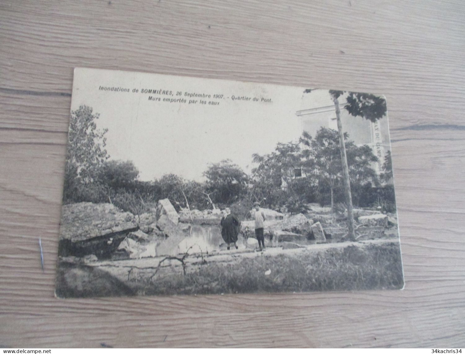 CPA 30 Gard Sommières Inondations 26/09/1907 Quartier Du Pont - Sommières