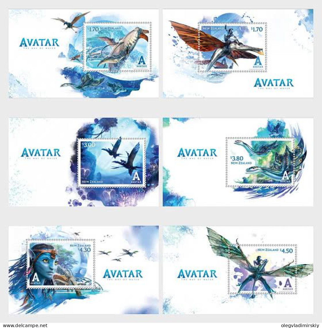 New Zealand 2023 Avatar - The Way Of Water Set Of 6 Blocks Mint - Nuevos