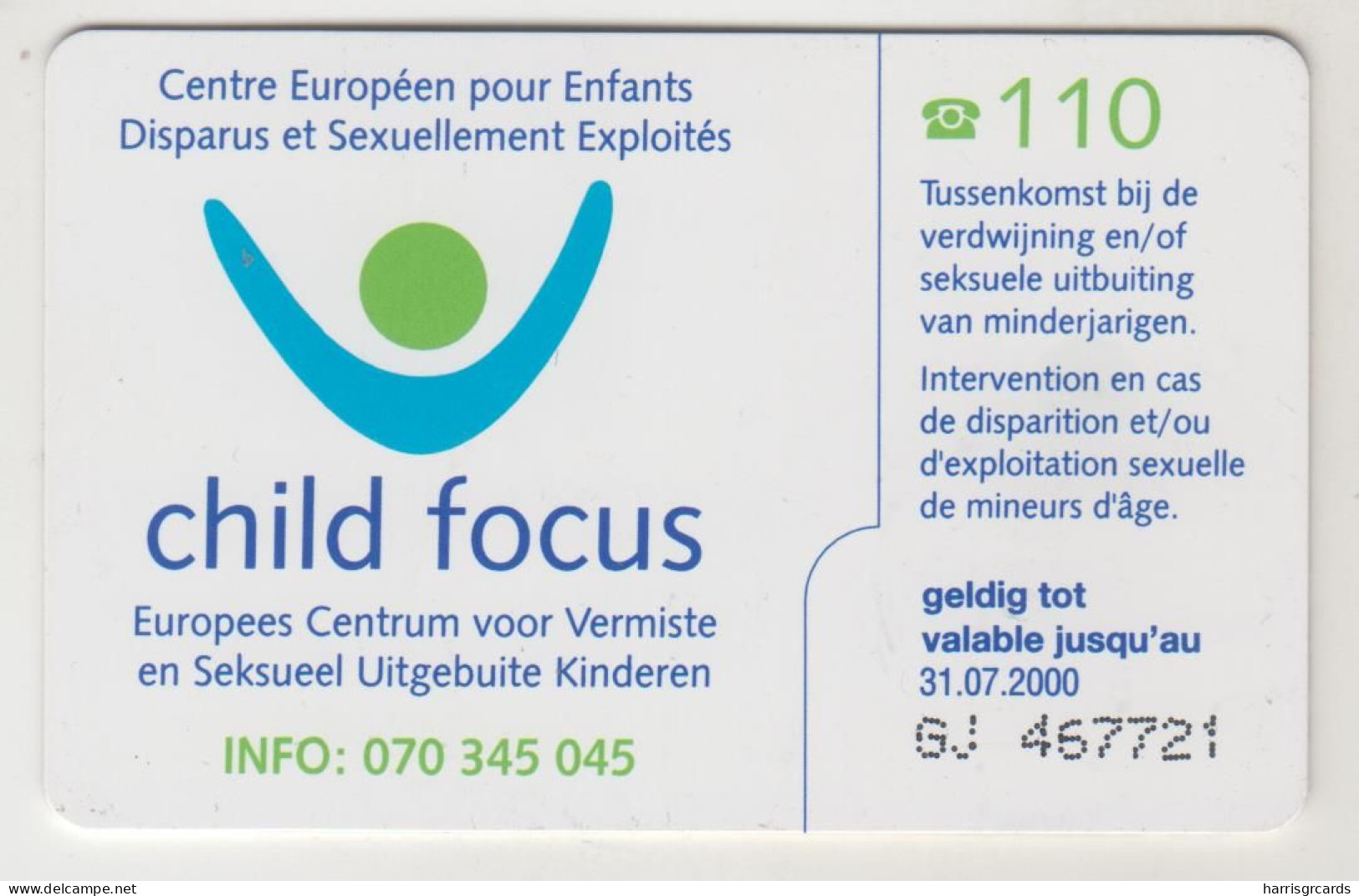 BELGIUM - Child Focus 1, 200 BEF, Tirage 225.000, Used - With Chip