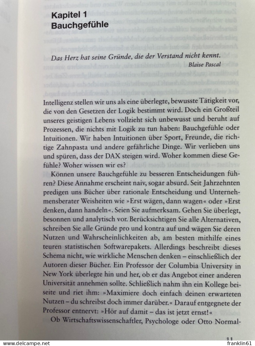 Bauchentscheidungen : Die Intelligenz Des Unbewussten Und Die Macht Der Intuition. - Psychology