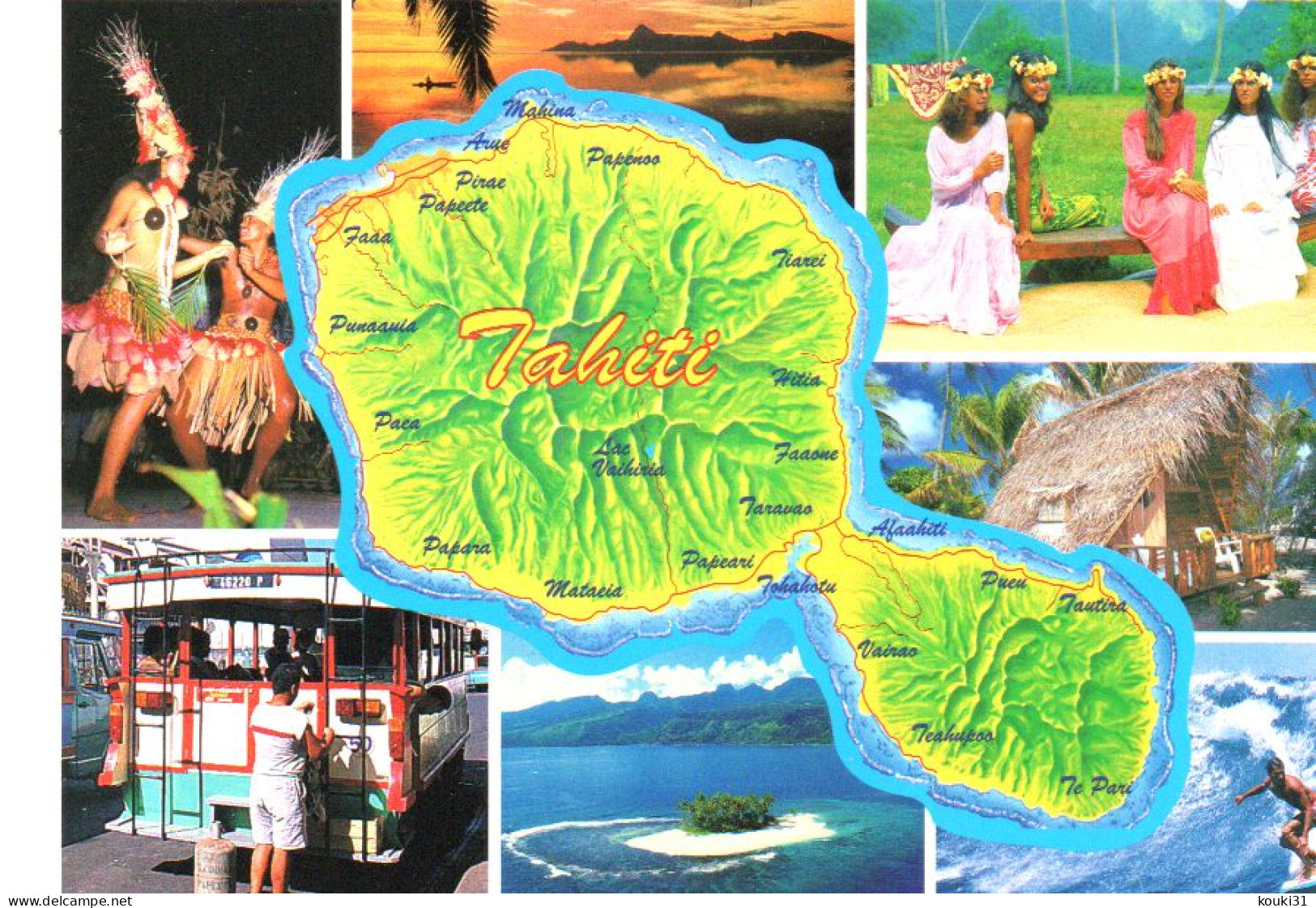 Tahiti : Multi-vues , Carte De L'île , Danseuses  - Polynésie Française
