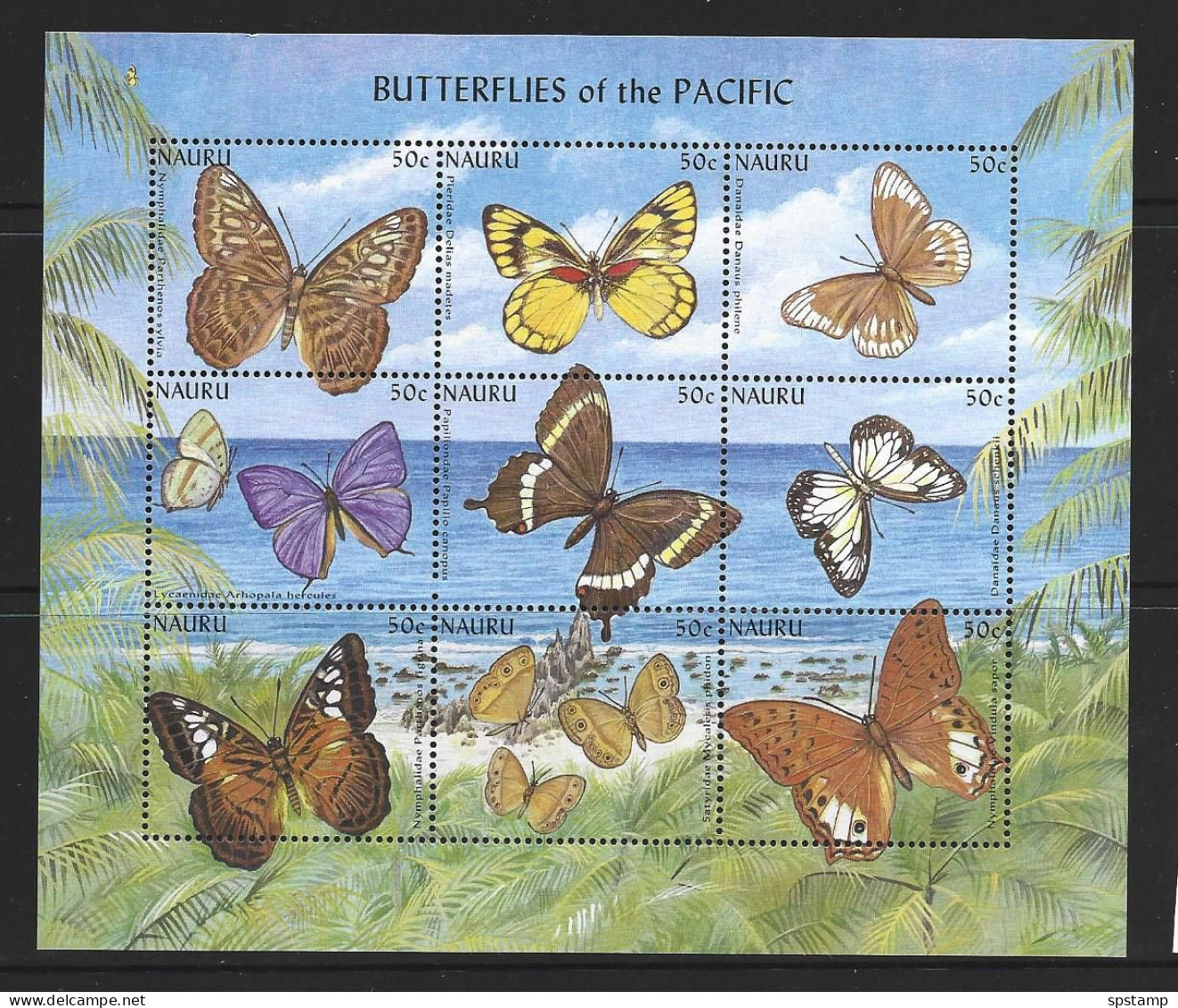 Nauru 2002 Pacific Butterfly Miniature Sheet Of 9 MNH - Nauru