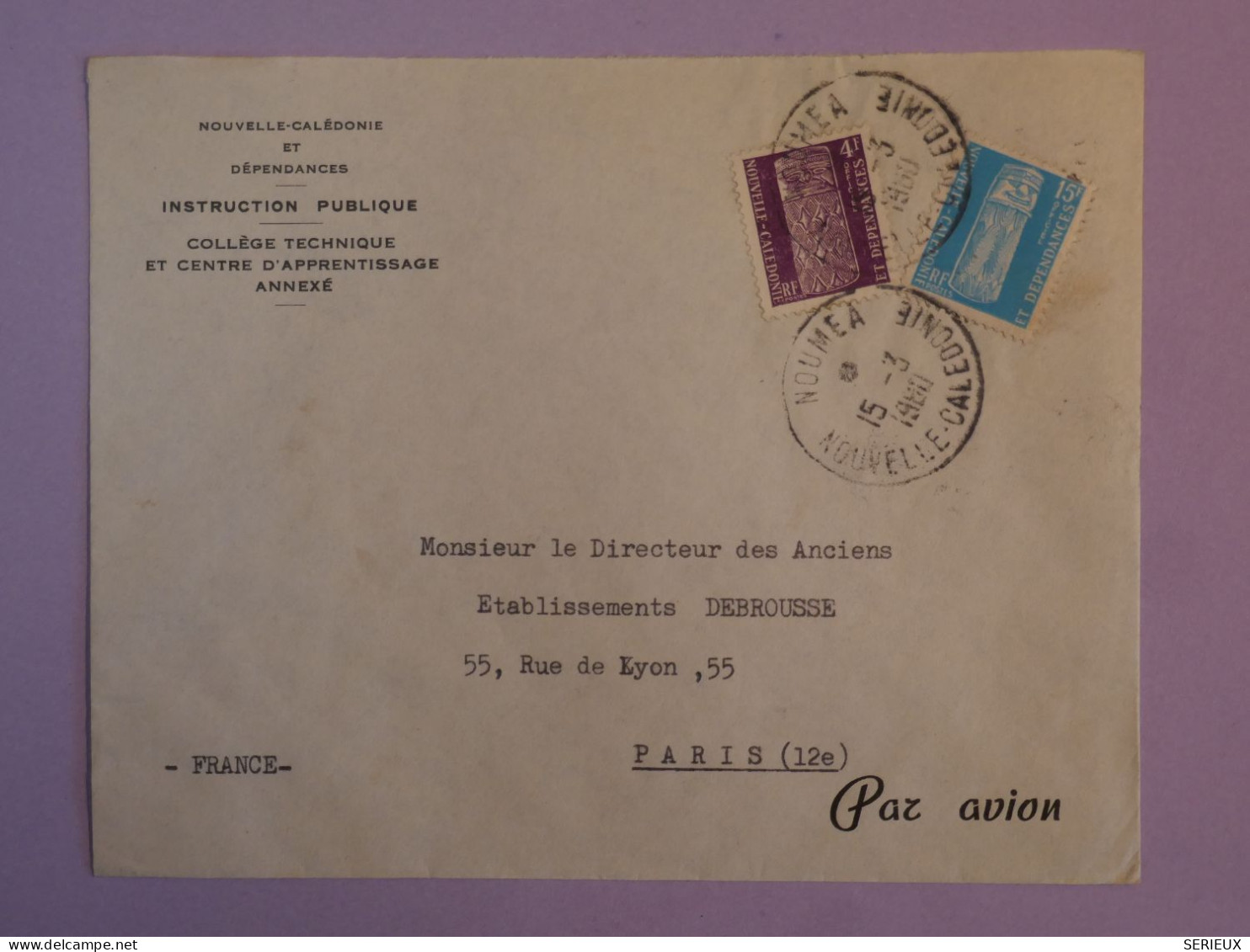 BS19 NOUVELLE CALEDONIE    BELLE LETTRE RR 1960 PAR AVION NOUMEA  A PARIS FRANCE +  + AFFR. INTERESSANT+ - Covers & Documents