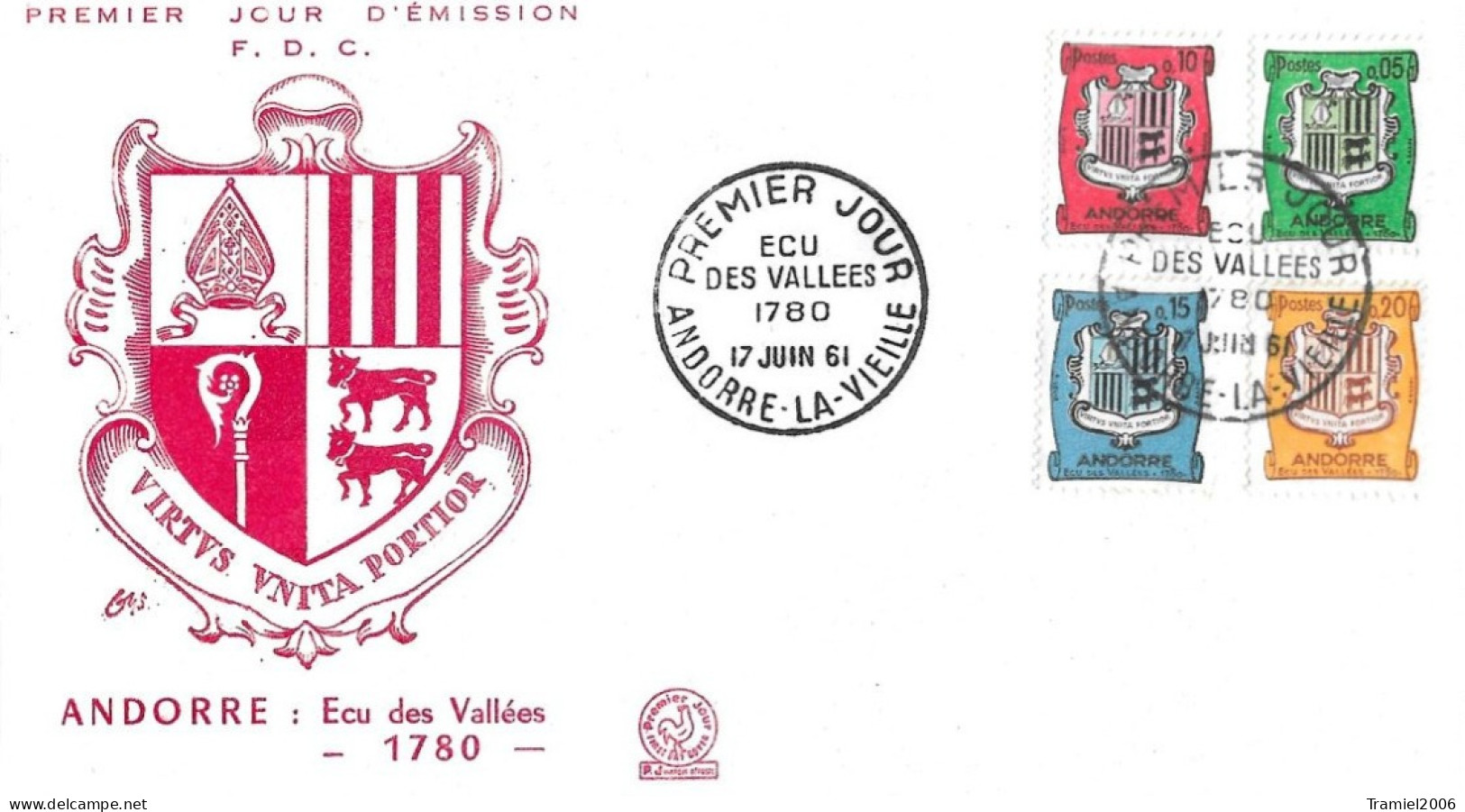 ANDORRE - FDC Ecu Des Vallées 1780 - 17.06.1961 - Oblitérés