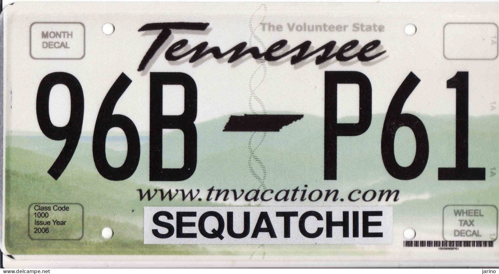 Plaque D' Immatriculation USA - State Tennessee, USA License Plate - State Tennessee, 30,5 X 15cm, Fine Condition - Kennzeichen & Nummernschilder