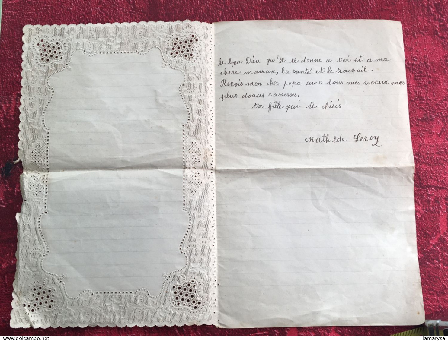 1927 Manuscrit-Lettre D'Amour,Poème + Chromos+ Cartes Thème Collections Saisons-Bonne Fête-Edwige:Aubagne à Papa & Maman - Autres & Non Classés