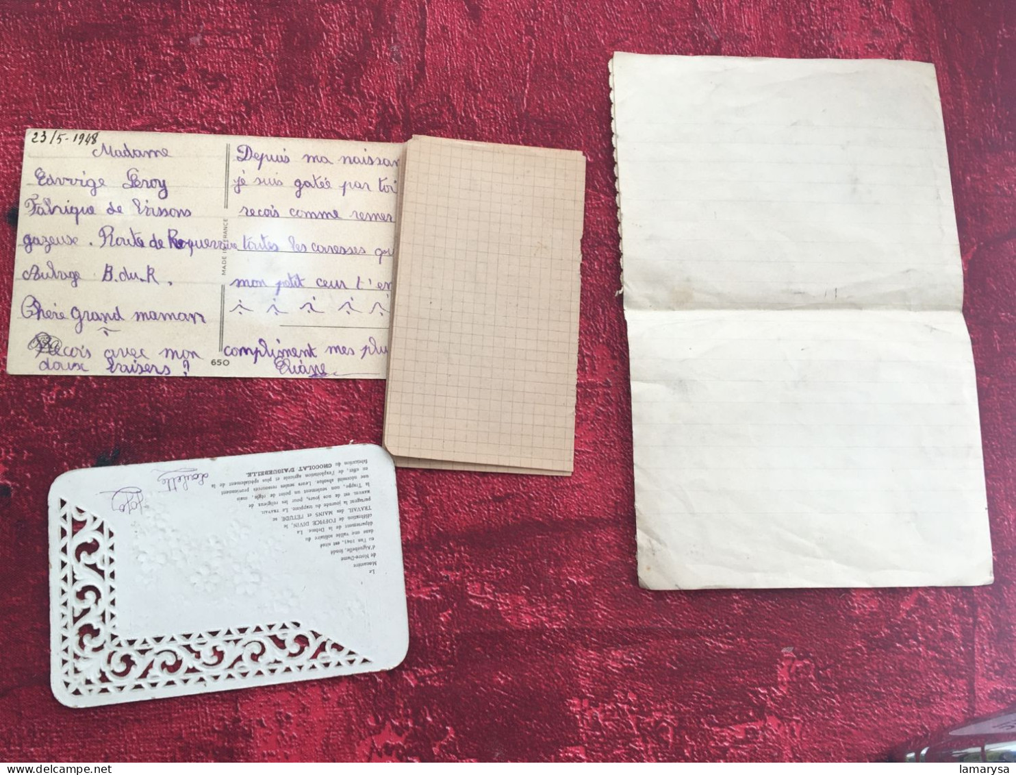 1927 Manuscrit-Lettre d'Amour,Poème + Chromos+ Cartes Thème Collections Saisons-Bonne Fête-Edwige:Aubagne à Papa & Maman