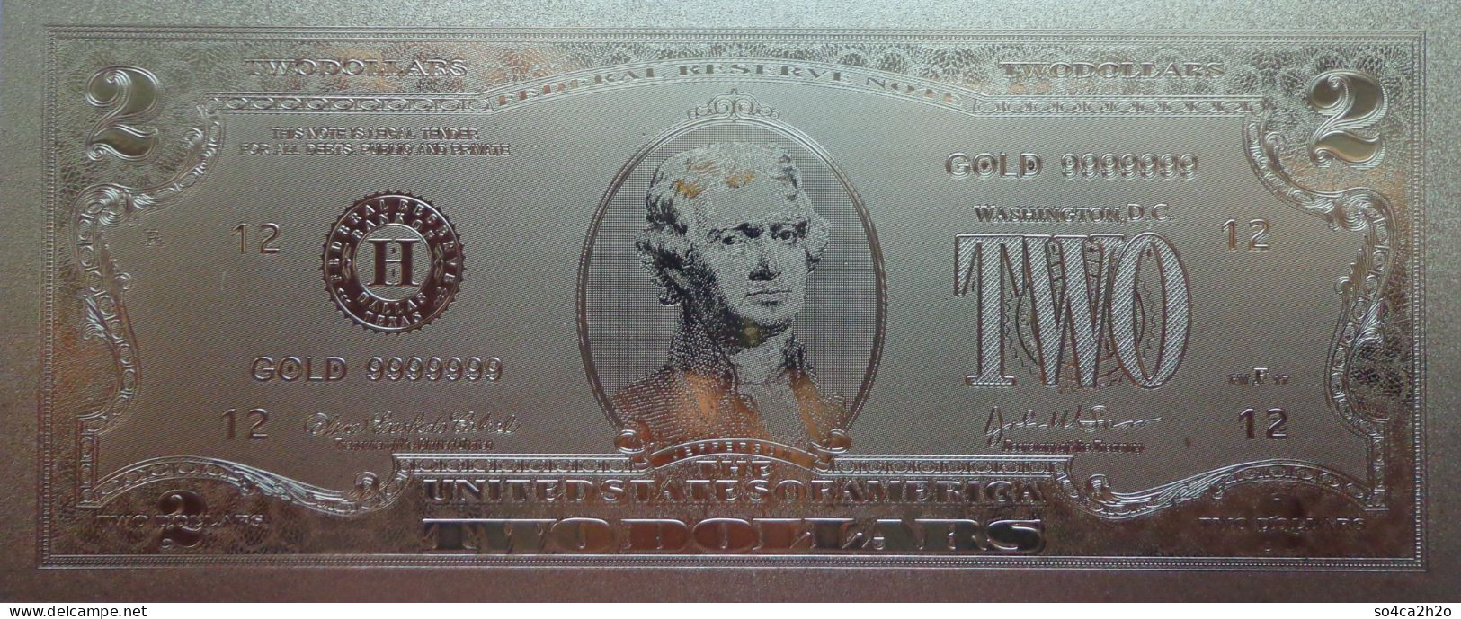 Billet Plaqué Or 24K USA  2 Dollars  Série 2003 NEUF - Other - America