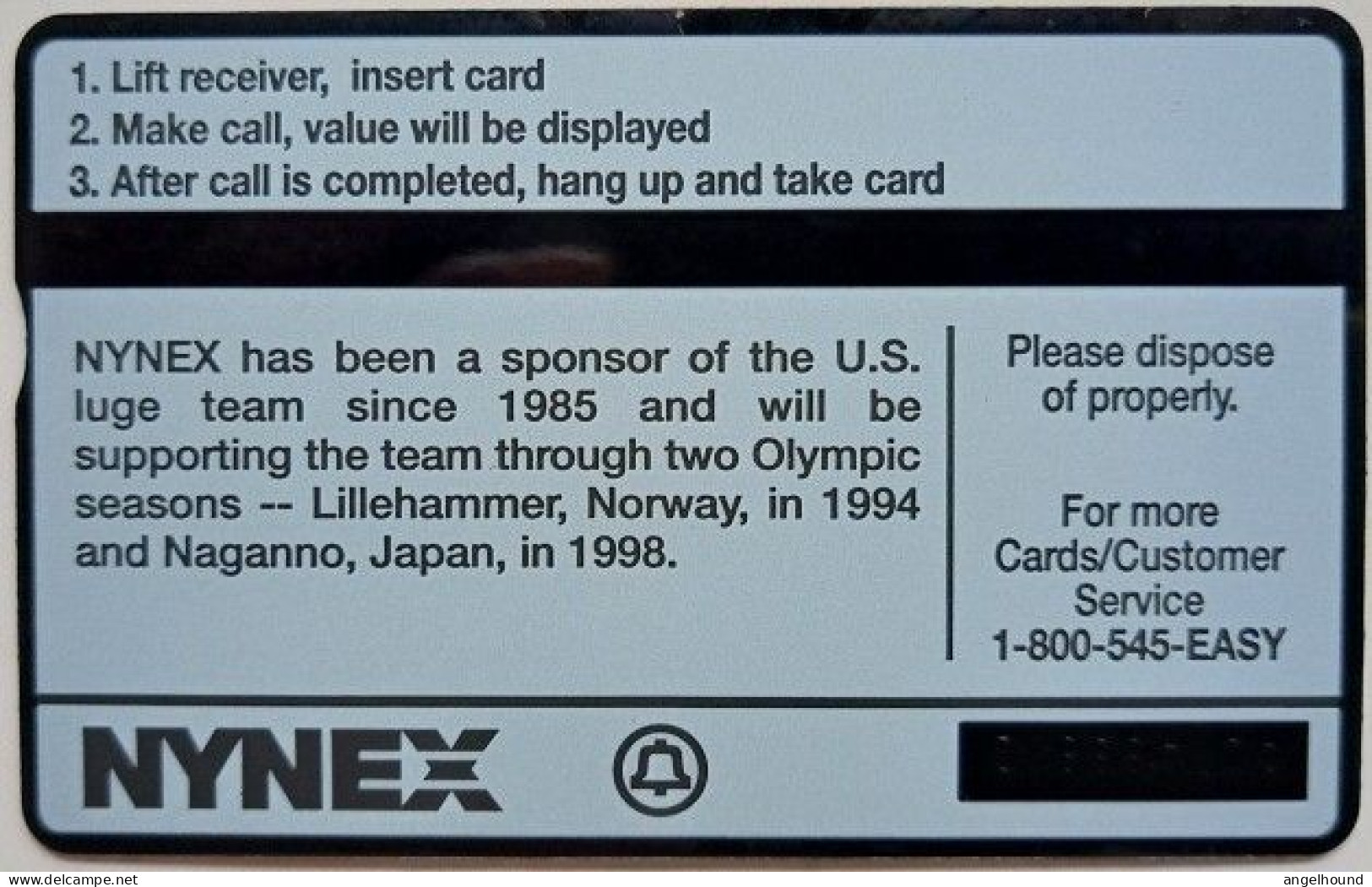 USA NYNEX $5.25  MINT Landis And Gyr " Lillehammer Olympic Luge " 401A - [1] Holographic Cards (Landis & Gyr)