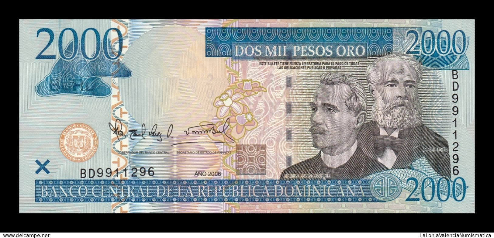 República Dominicana 2000 Pesos Oro 2006 Pick 181a Sc Unc - Dominicana