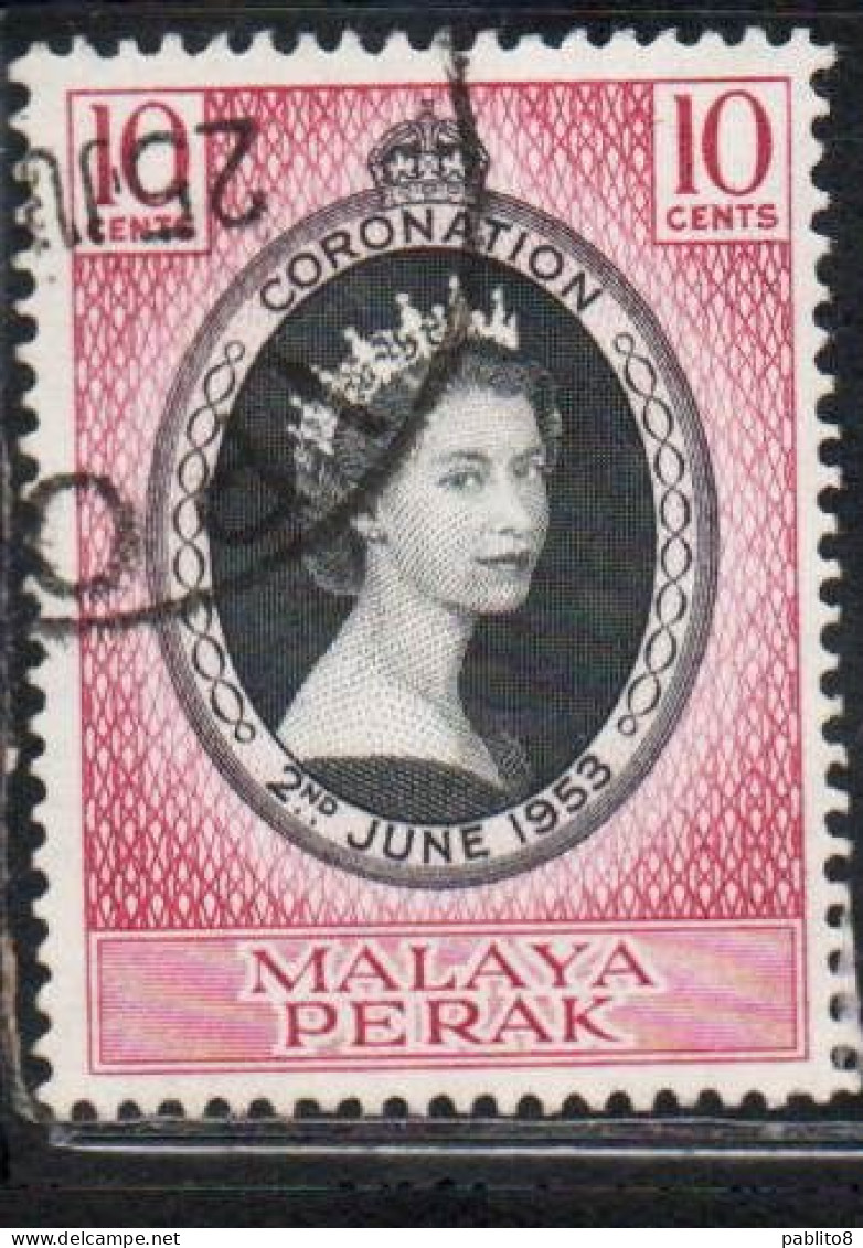 MALAYA PERAK MALESIA 1953 CORONATION ISSUE 10c USED USATO OBLITERE' - Perak