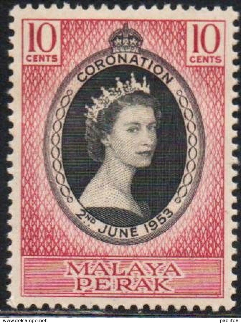 MALAYA PERAK MALESIA 1953 CORONATION ISSUE 10c MH - Perak