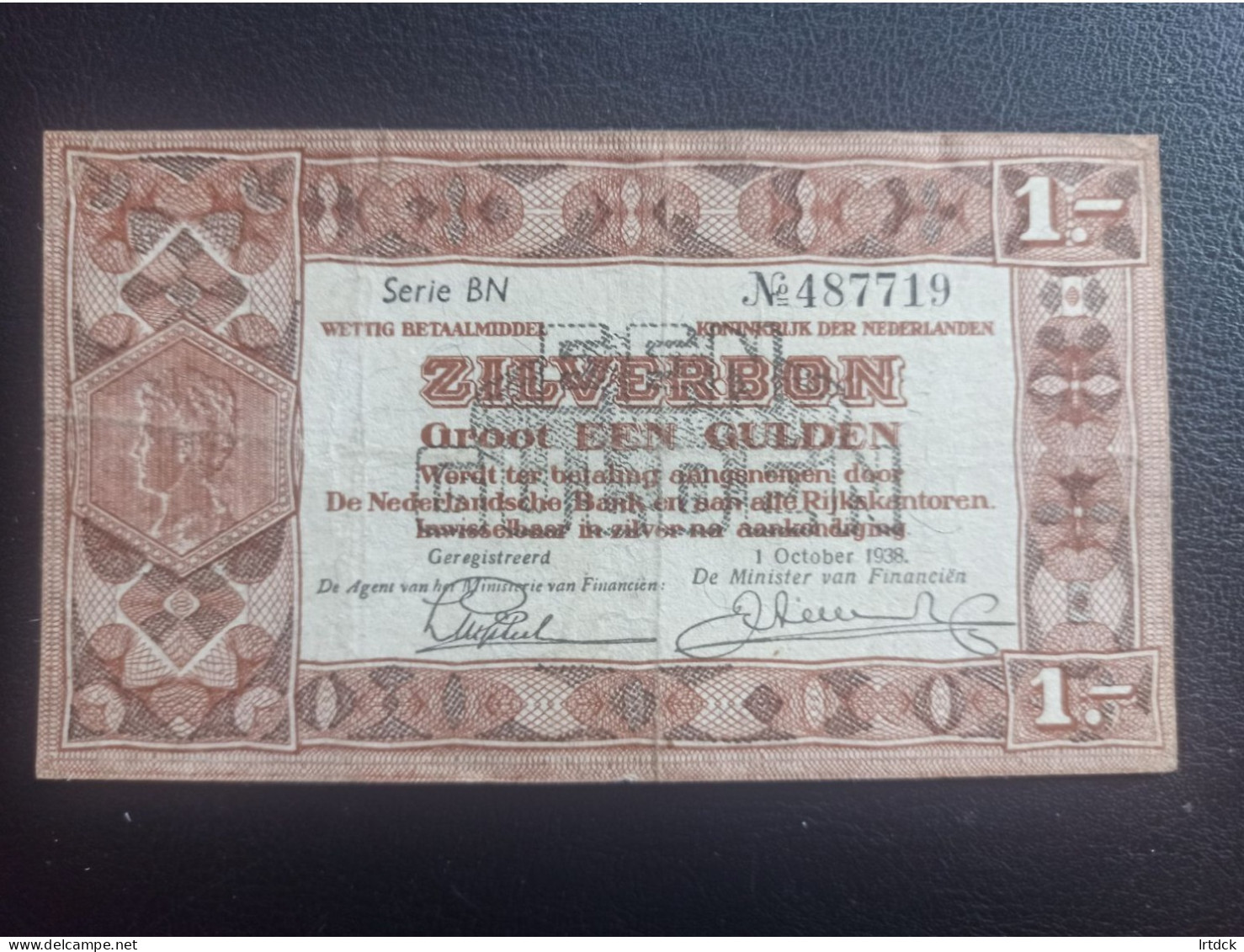 Pays-Bas Billet 1 Gulden 1938 - Other & Unclassified