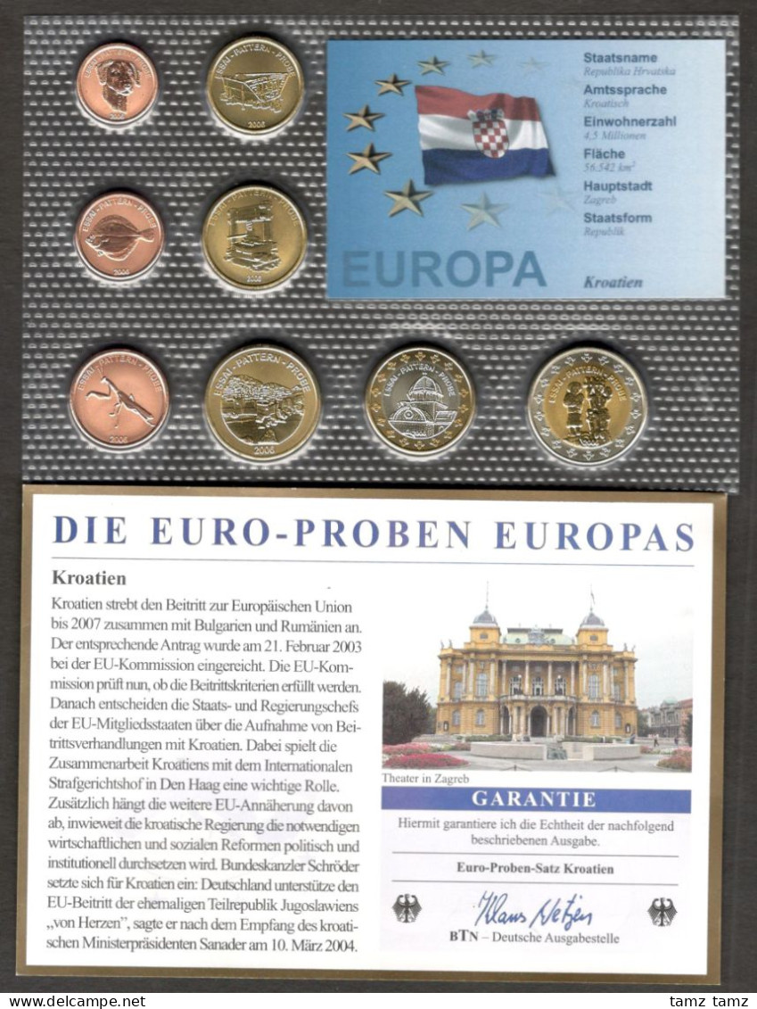 Full Set Essay Probe Trial Croatia Coin Set 2006 Including Sleeve - Croatie