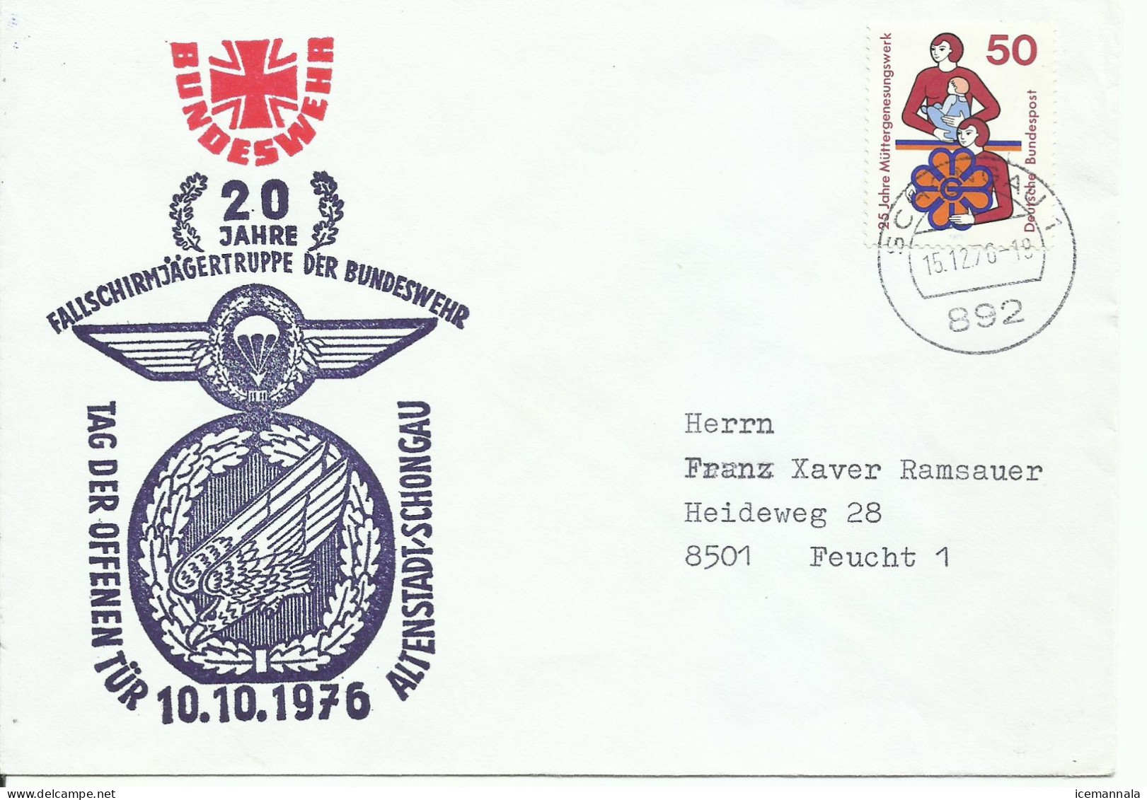 ALEMANIA,  CARTA CIRCULADA   TEMA PARACAIDISMO - Parachutting