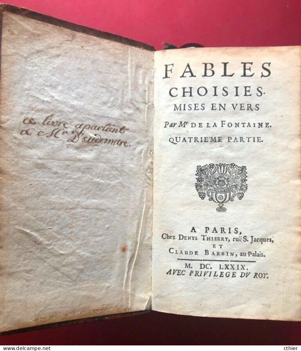 JEAN DE LA FONTAINE Tome 4 - Edition Originale 1679 Claude Barbin - Antes De 18avo Siglo