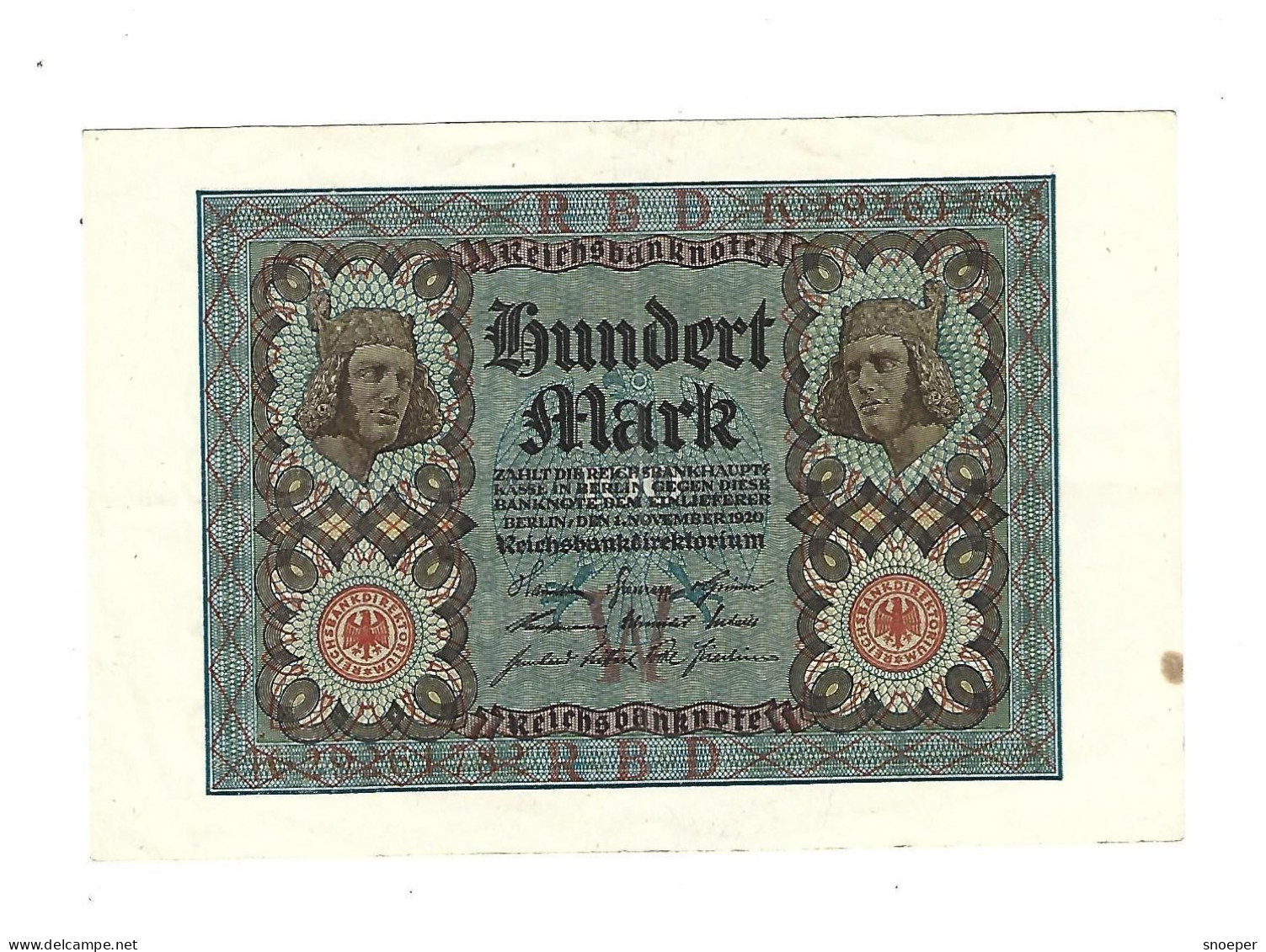 Berlin    100 Mark   1/11/1923   69 - 100 Mark