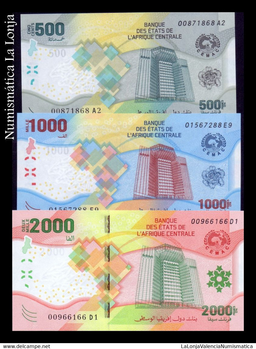 Central African St. - Estados De África Central Set 3 Banknotes 500 1000 2000 Francs CFA (2020) 2023 Pick New Sc Unc - États D'Afrique Centrale