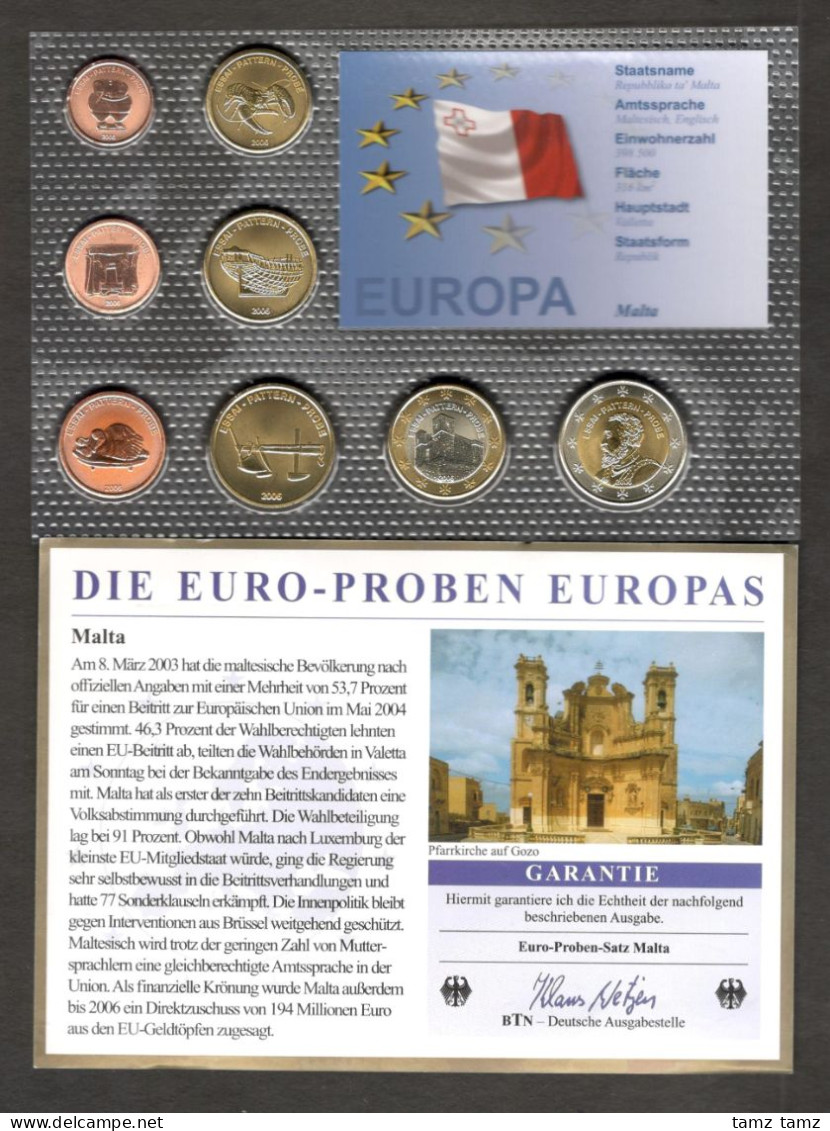 Full Set Essay Probe Trial Malta Coin Set 2006 Including Sleeve - Malta