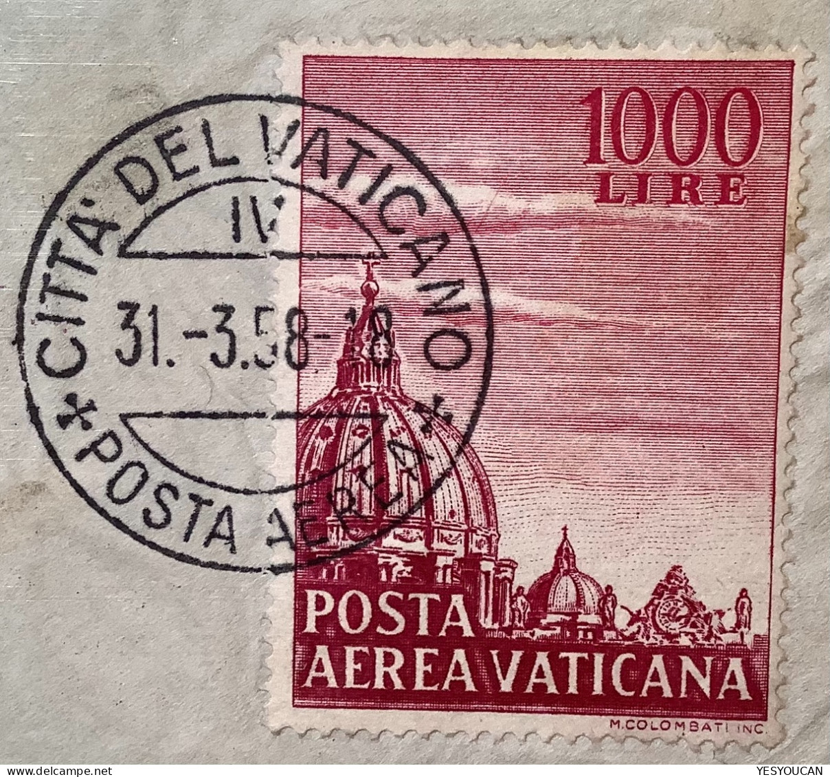 Posta Aerea Sa34 1958 1000L Lettera Espresso Special Delivery Air Mail>La Jolla Cal. USA (Vatican Vaticano Cover - Covers & Documents