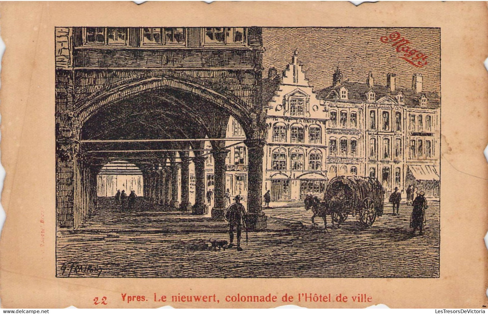 BELGIQUE - YPRES - Le Nieuwert - Colonnade De L'Hôtel De Ville - Publicité Maggi - Carte Postale Ancienne - Other & Unclassified