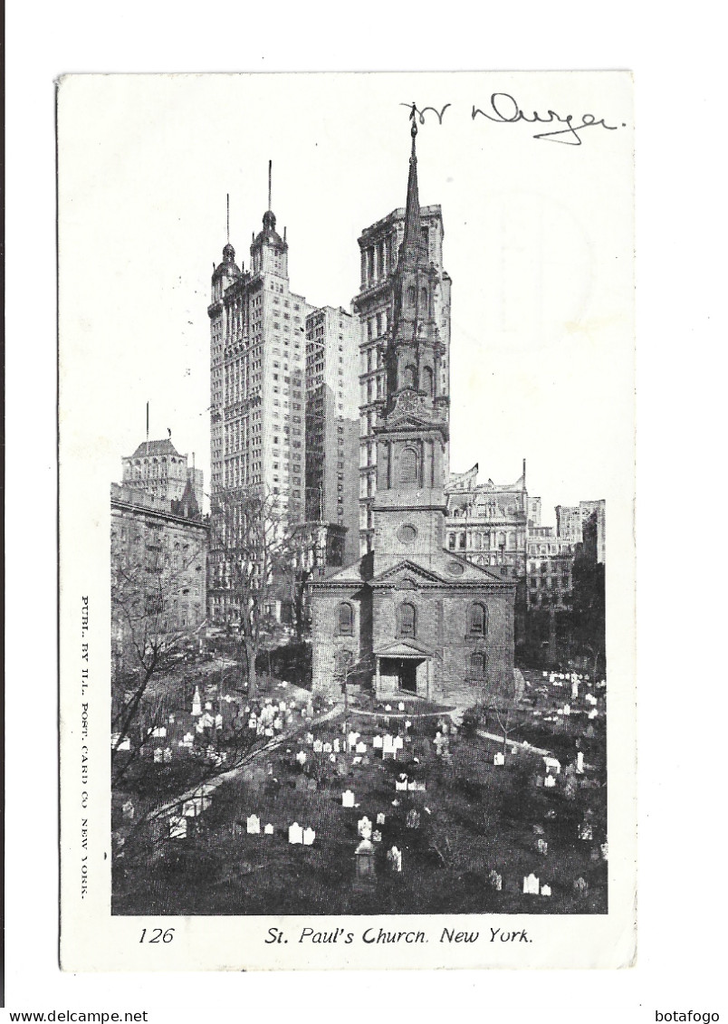 CPA  NEW YORK CITY, , ST PAUL S  CHURCH En 1904! (voir Timbre) - Églises