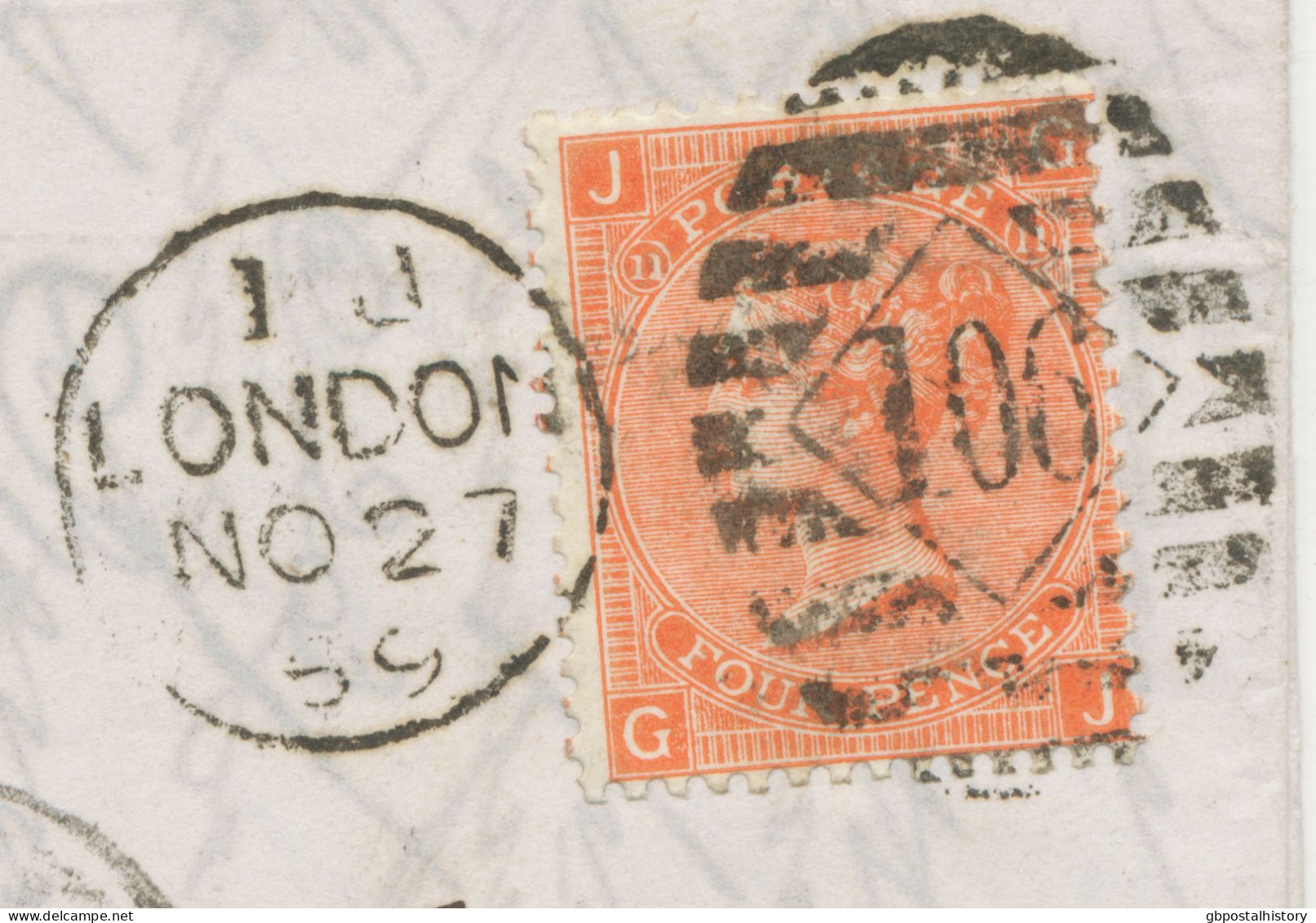 GB 1869, QV Large White Corner Letters 4d Vermilion Pl.11 (GJ, VARIETY/ERROR: Left Plate Number With Thick Second „1“ To - Errors, Freaks & Oddities (EFOs