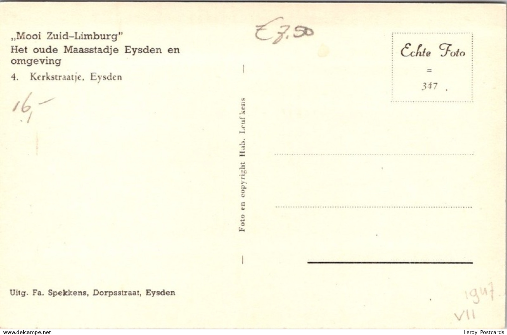 Eijsden, Kerkstraatje, Hub. Leufkens 1947 (LB) - Eijsden