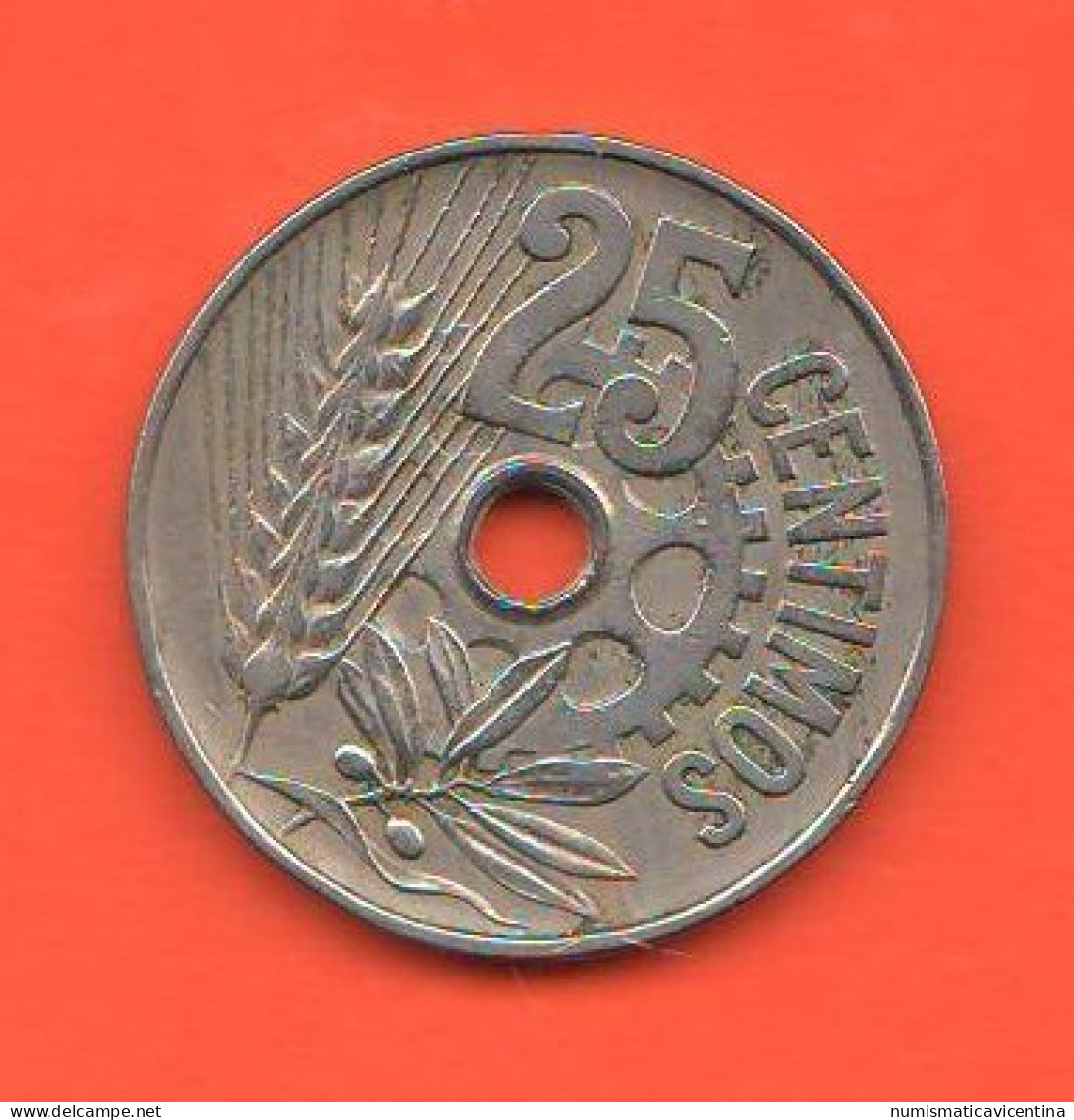 Spagna 25 Centimos 1934 Spain España Nickel Typological Coin - 25 Céntimos